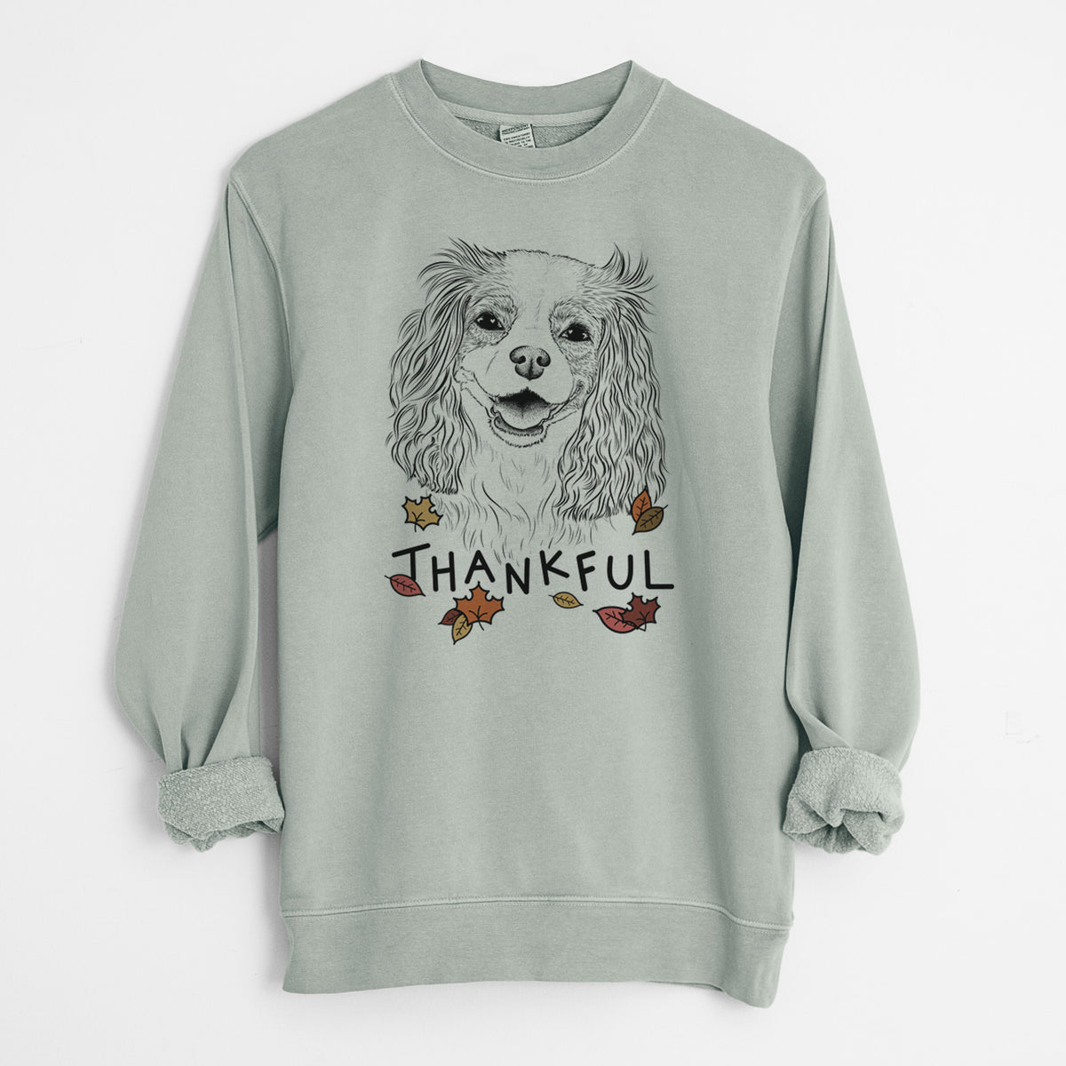 Thankful Halley Comet the Cavalier King Charles Spaniel - Unisex Pigment Dyed Crew Sweatshirt