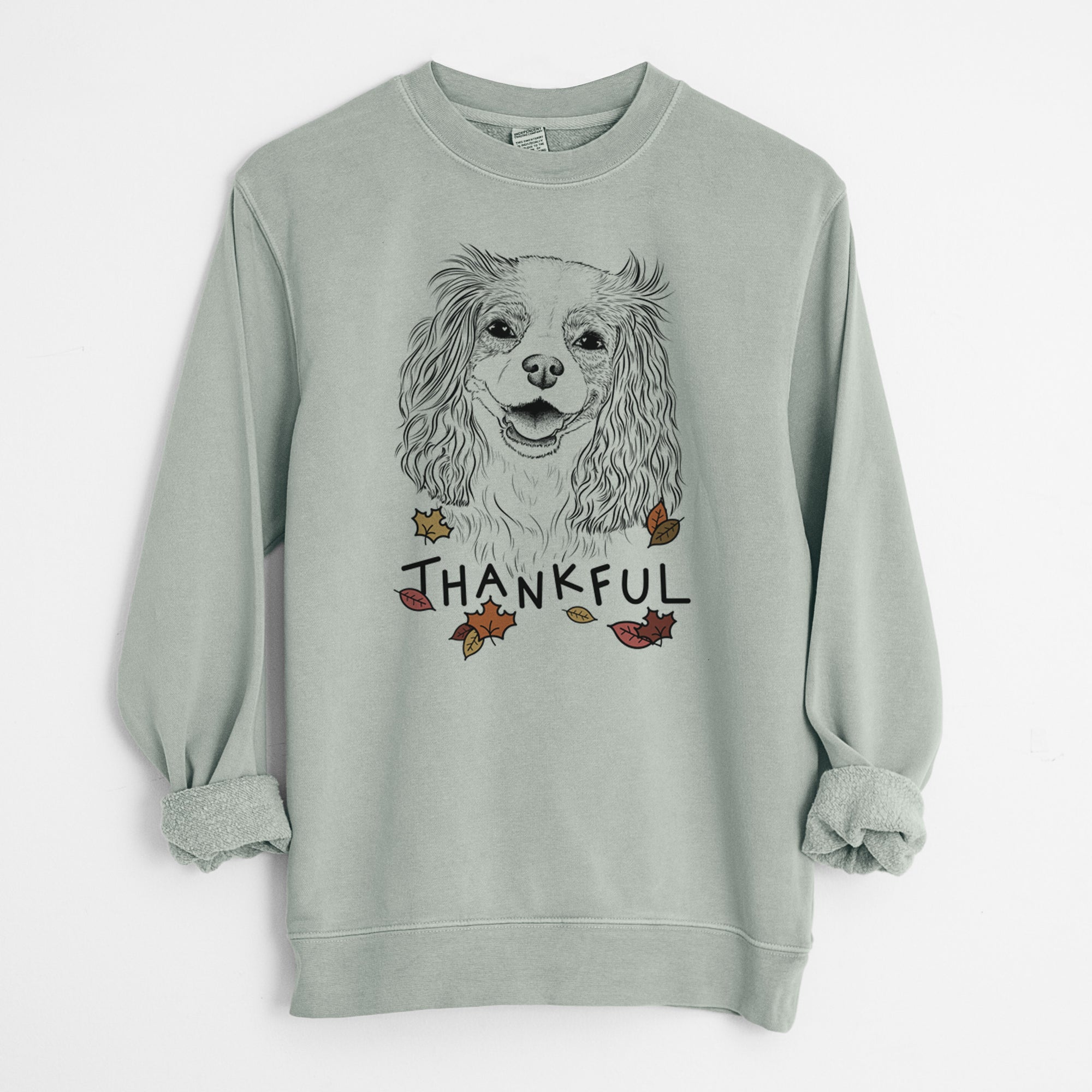 Thankful Halley Comet the Cavalier King Charles Spaniel - Unisex Pigment Dyed Crew Sweatshirt