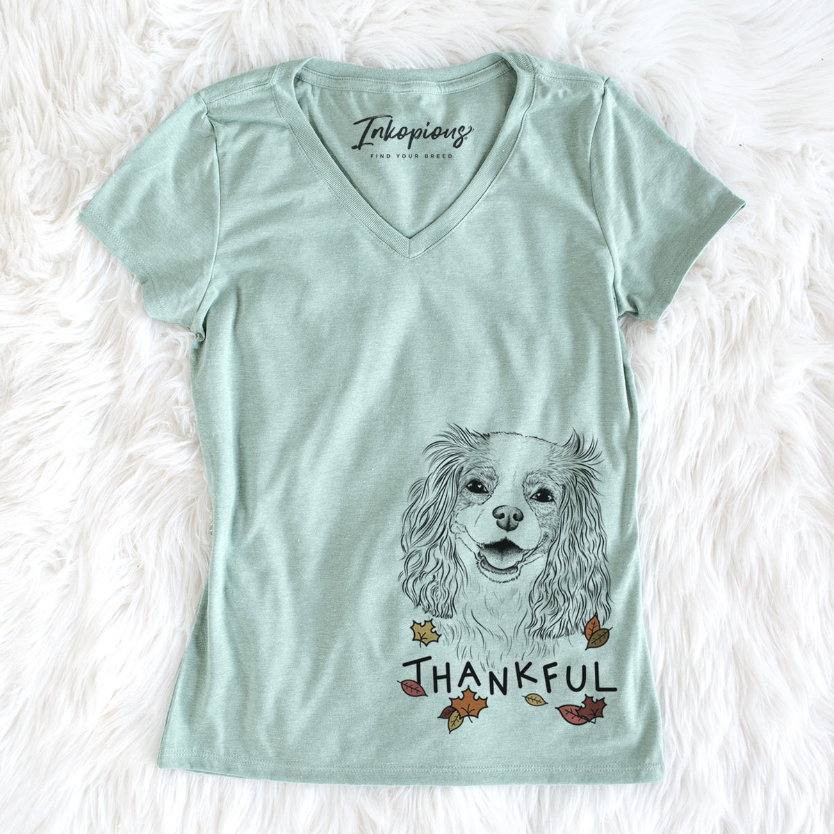 Thankful Halley Comet the Cavalier King Charles Spaniel - Women&#39;s V-neck Shirt