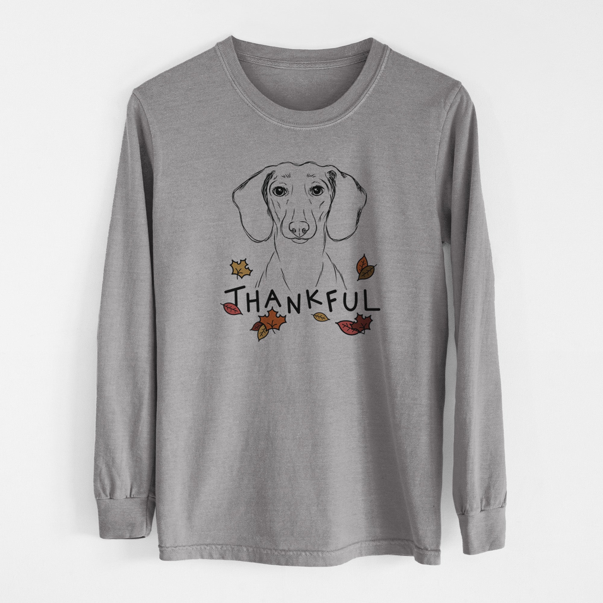 Thankful Hans the Dachshund - Men's Heavyweight 100% Cotton Long Sleeve