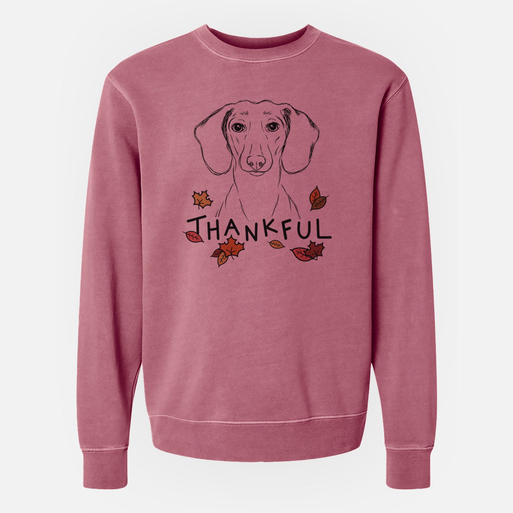 Thankful Hans the Dachshund - Unisex Pigment Dyed Crew Sweatshirt