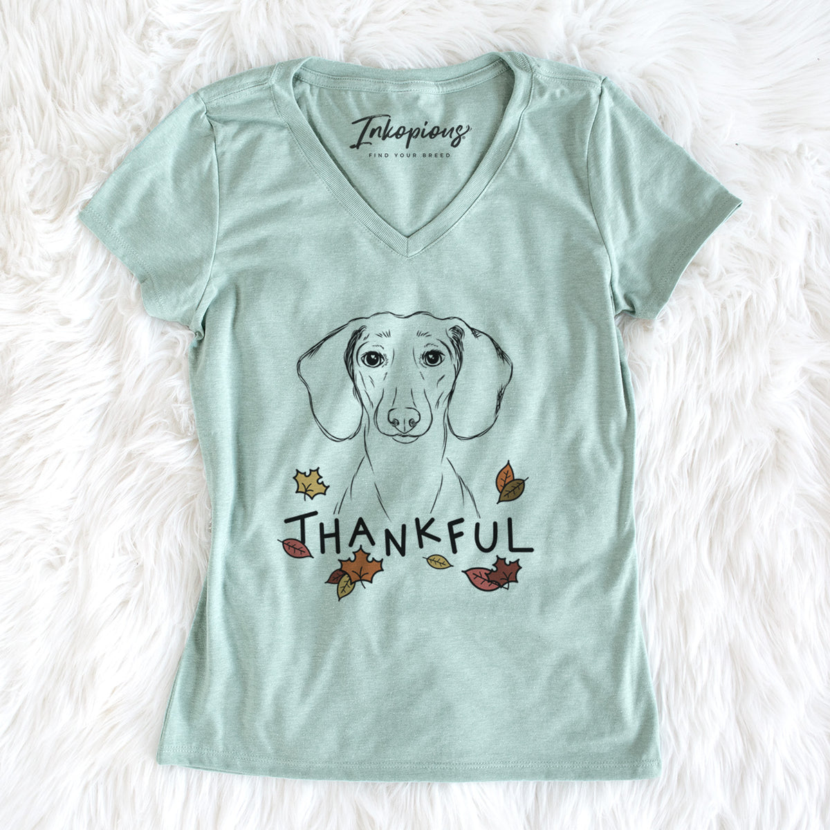 Thankful Hans the Dachshund - Women&#39;s V-neck Shirt