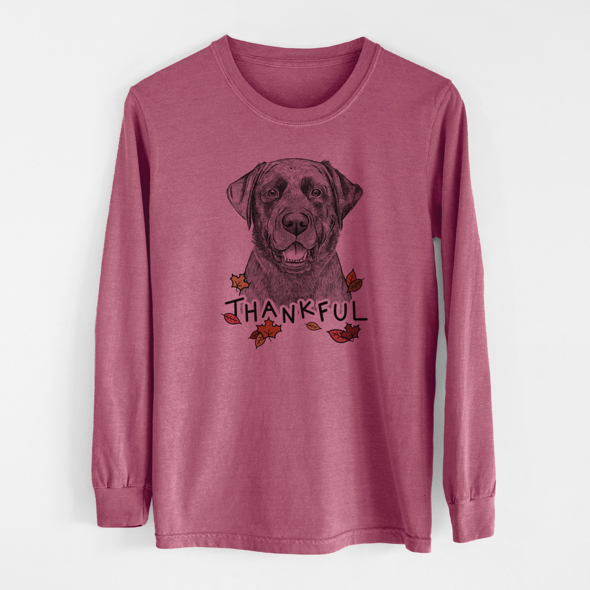 Thankful Heath the Black Lab - Men's Heavyweight 100% Cotton Long Sleeve