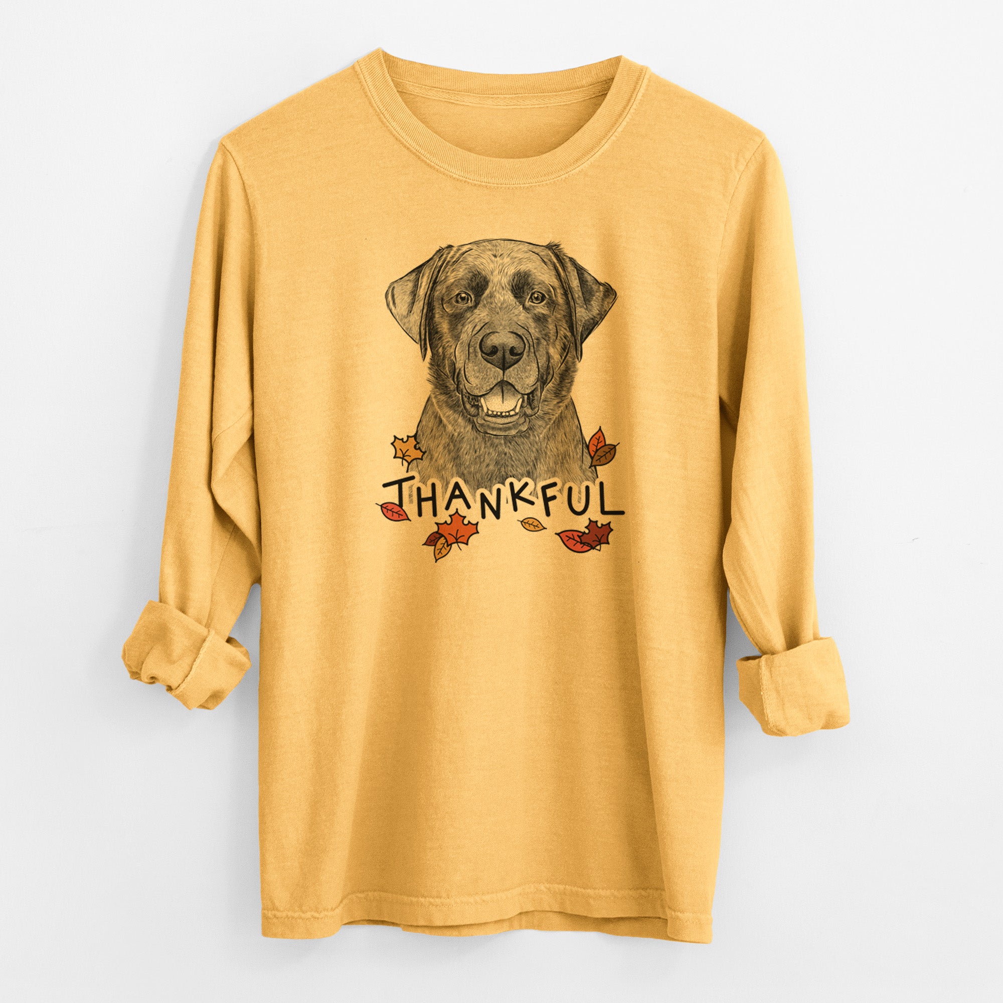 Thankful Heath the Black Lab - Men's Heavyweight 100% Cotton Long Sleeve