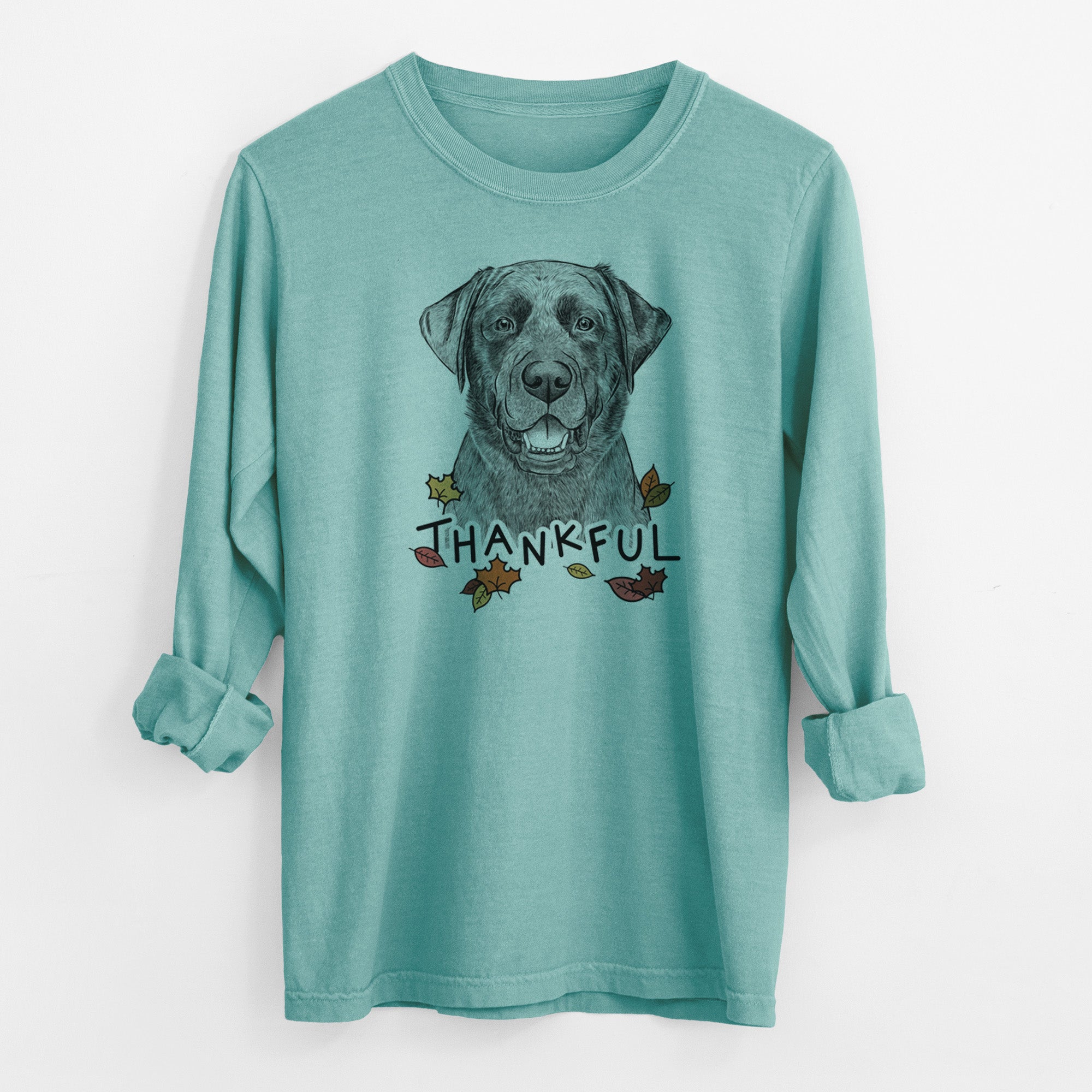 Thankful Heath the Black Lab - Men's Heavyweight 100% Cotton Long Sleeve