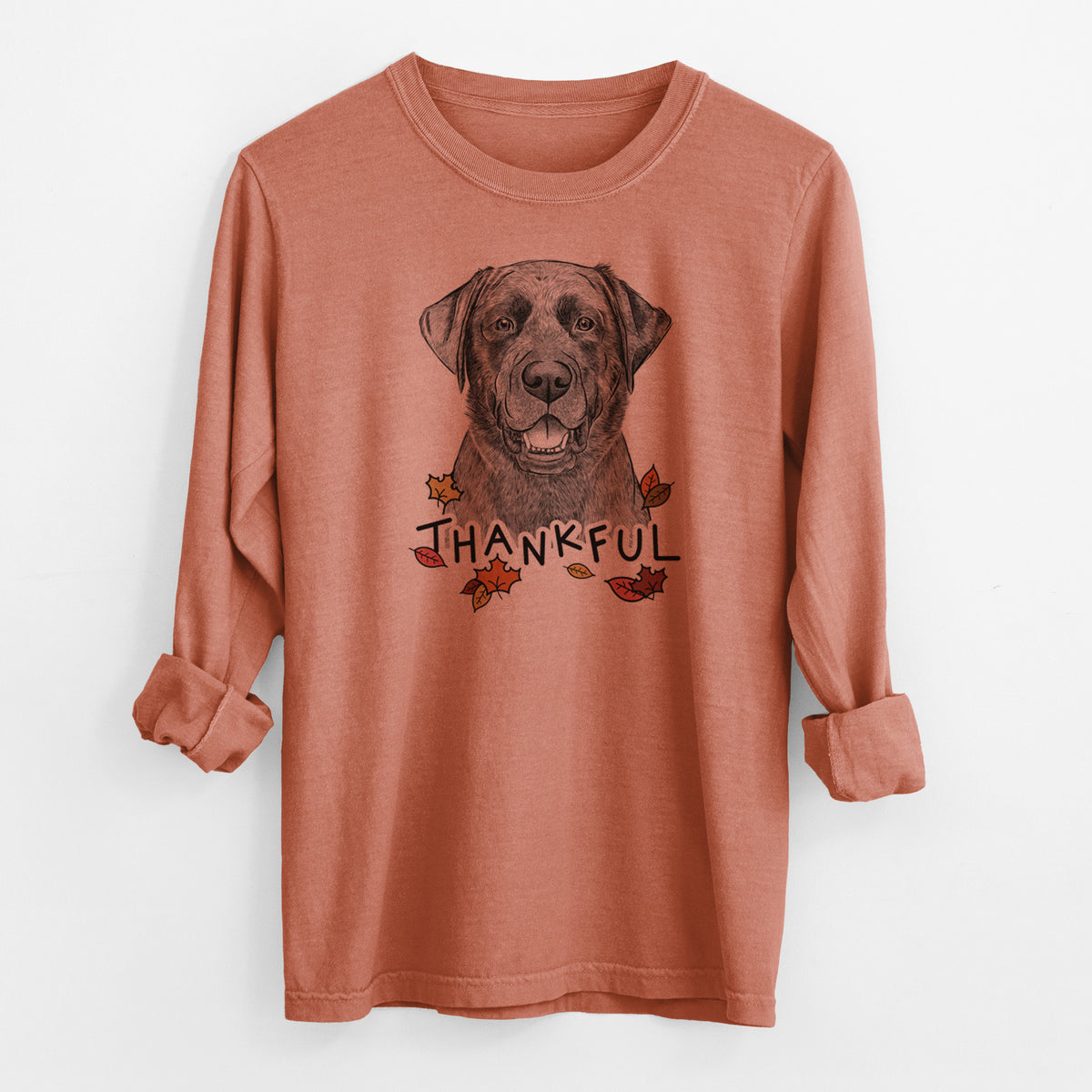 Thankful Heath the Black Lab - Men's Heavyweight 100% Cotton Long Sleeve
