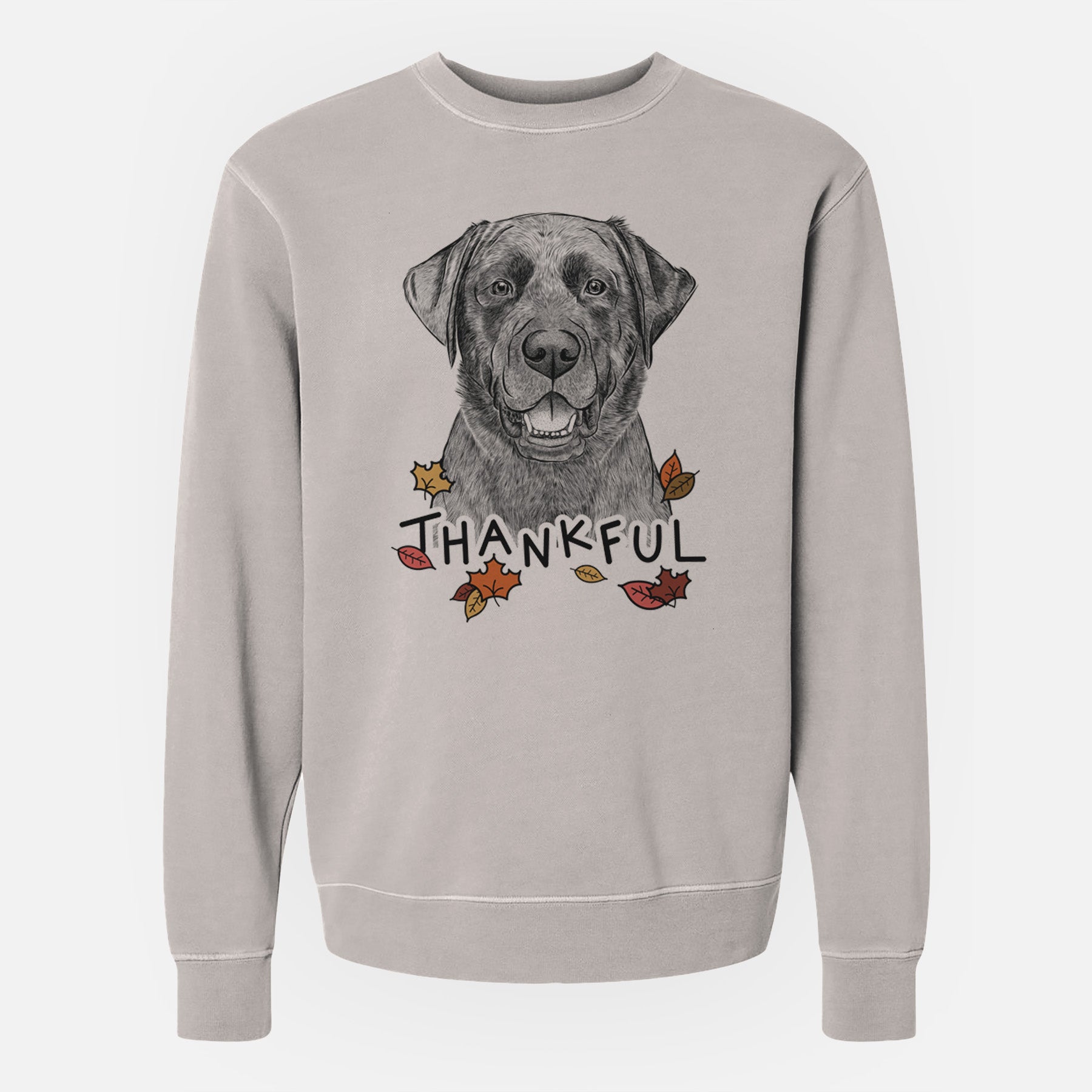 Thankful Heath the Black Lab - Unisex Pigment Dyed Crew Sweatshirt