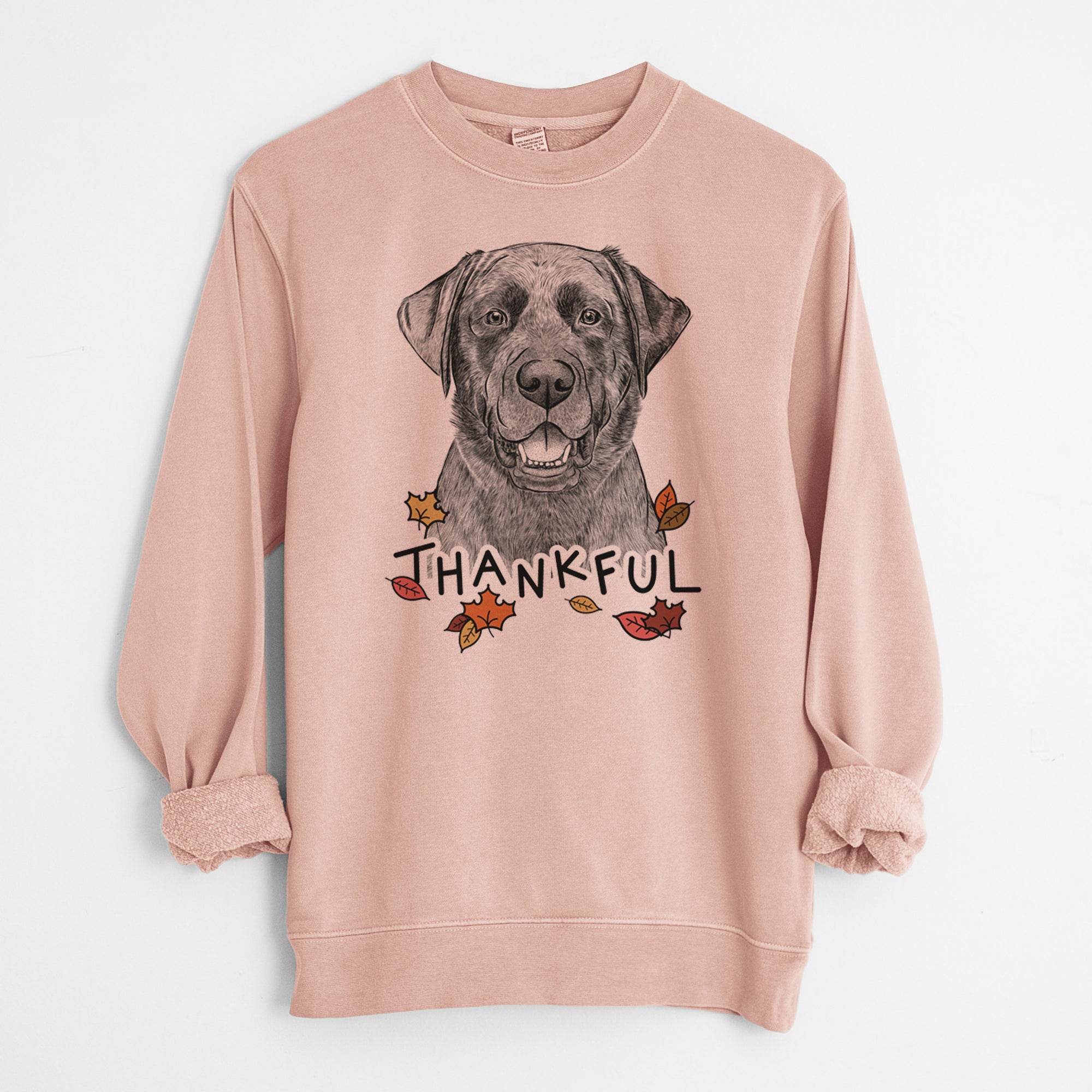 Thankful Heath the Black Lab - Unisex Pigment Dyed Crew Sweatshirt