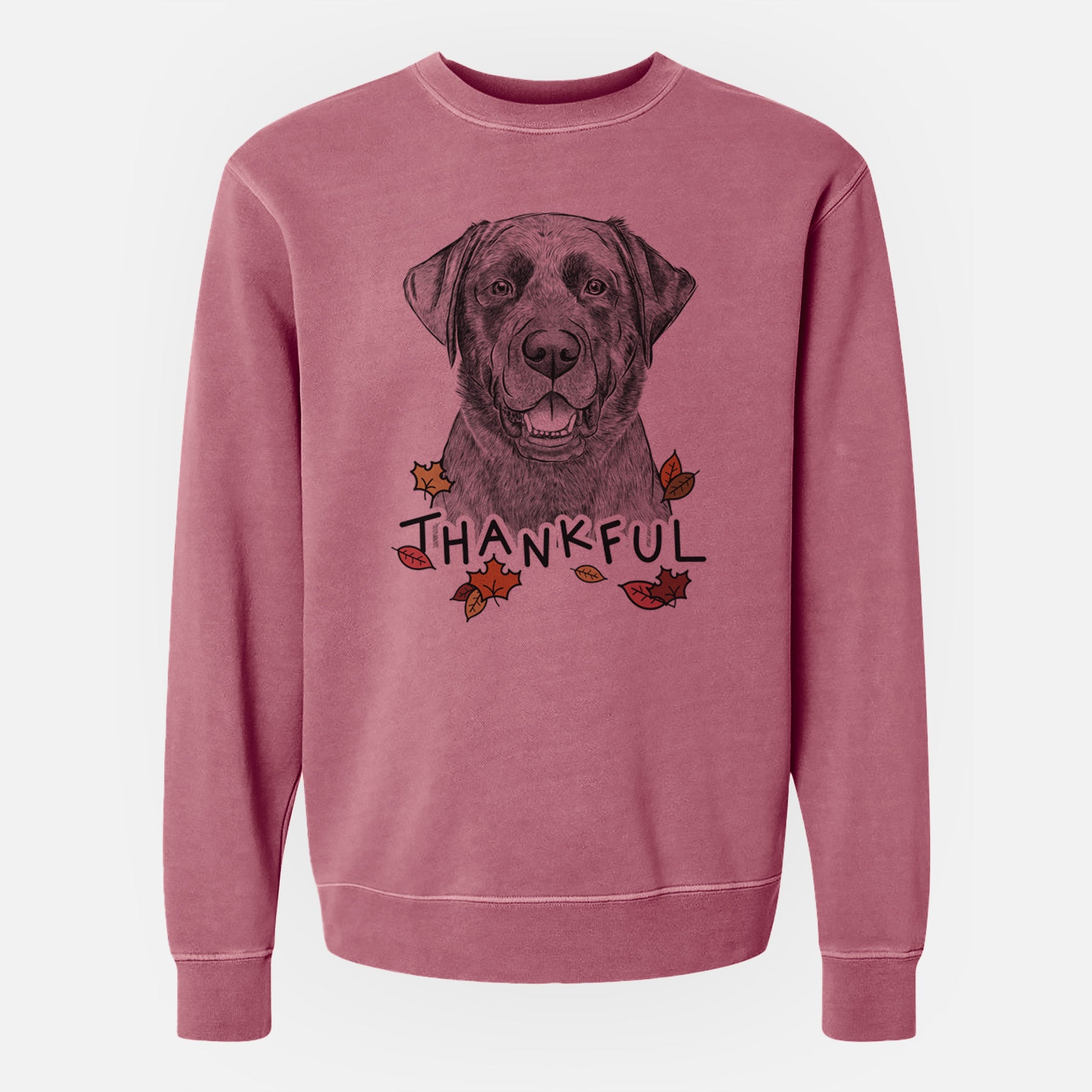 Thankful Heath the Black Lab - Unisex Pigment Dyed Crew Sweatshirt