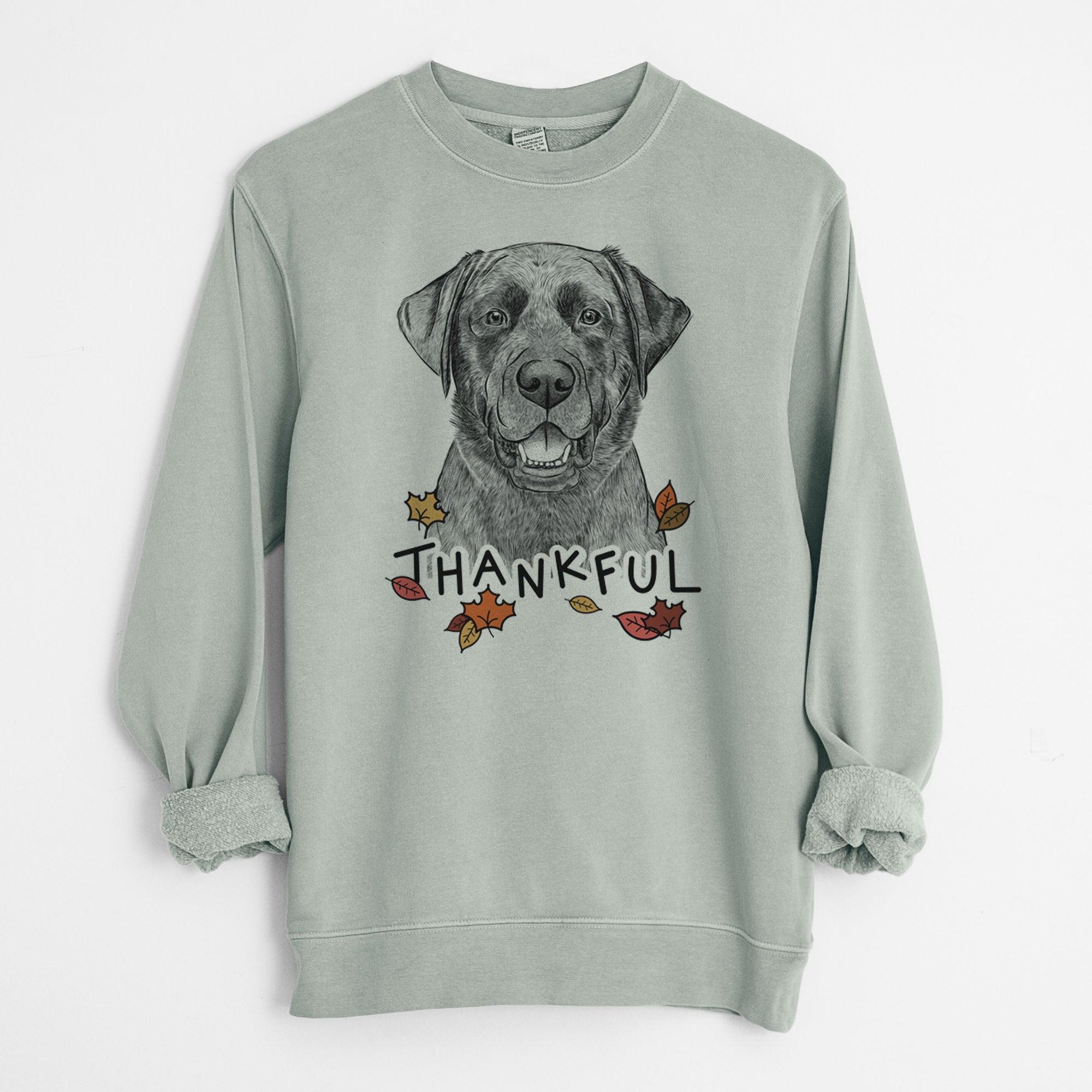 Thankful Heath the Black Lab - Unisex Pigment Dyed Crew Sweatshirt