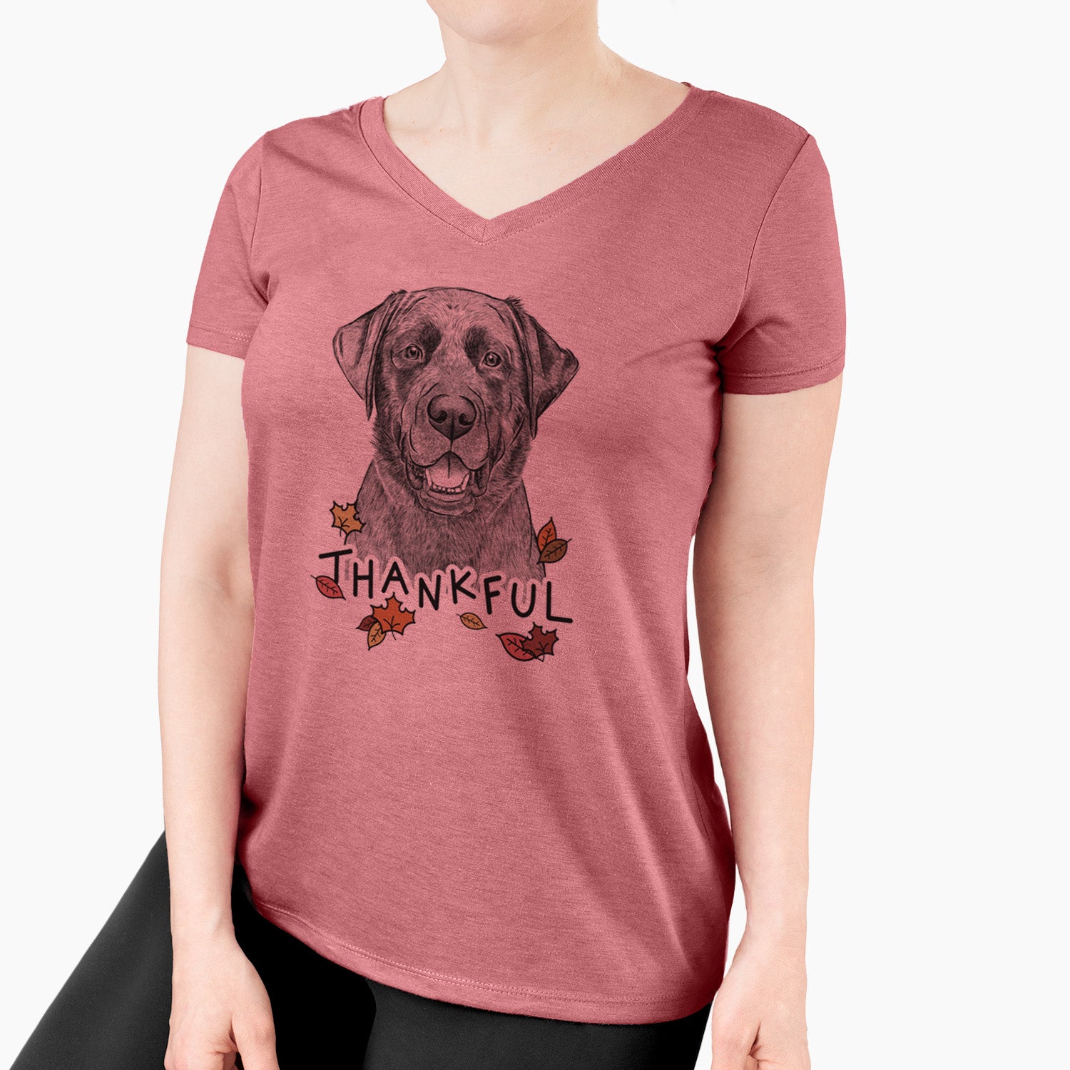 Thankful Heath the Black Lab - Women's V-neck Shirt