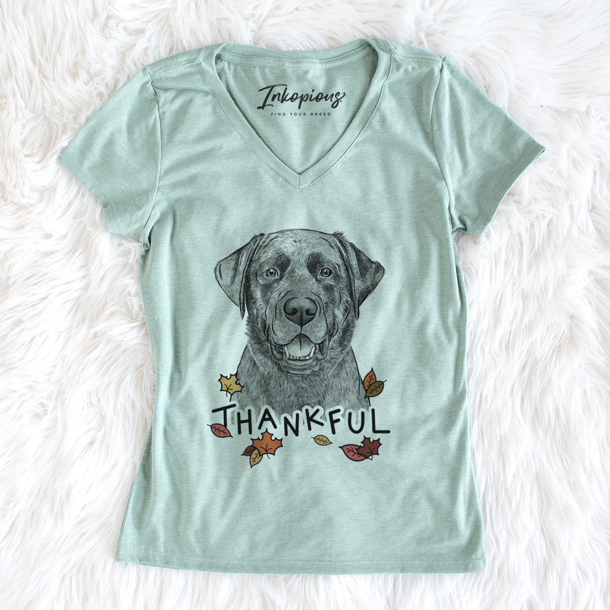 Thankful Heath the Black Lab - Women&#39;s V-neck Shirt