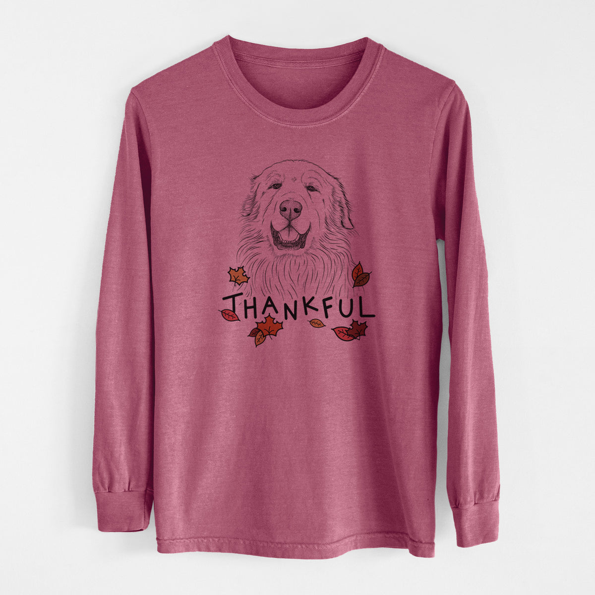 Thankful Horton the Great Pyrenees - Men's Heavyweight 100% Cotton Long Sleeve