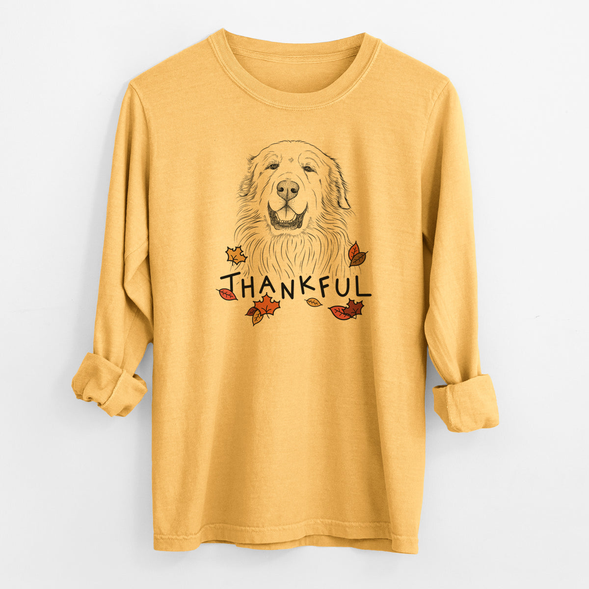 Thankful Horton the Great Pyrenees - Men's Heavyweight 100% Cotton Long Sleeve