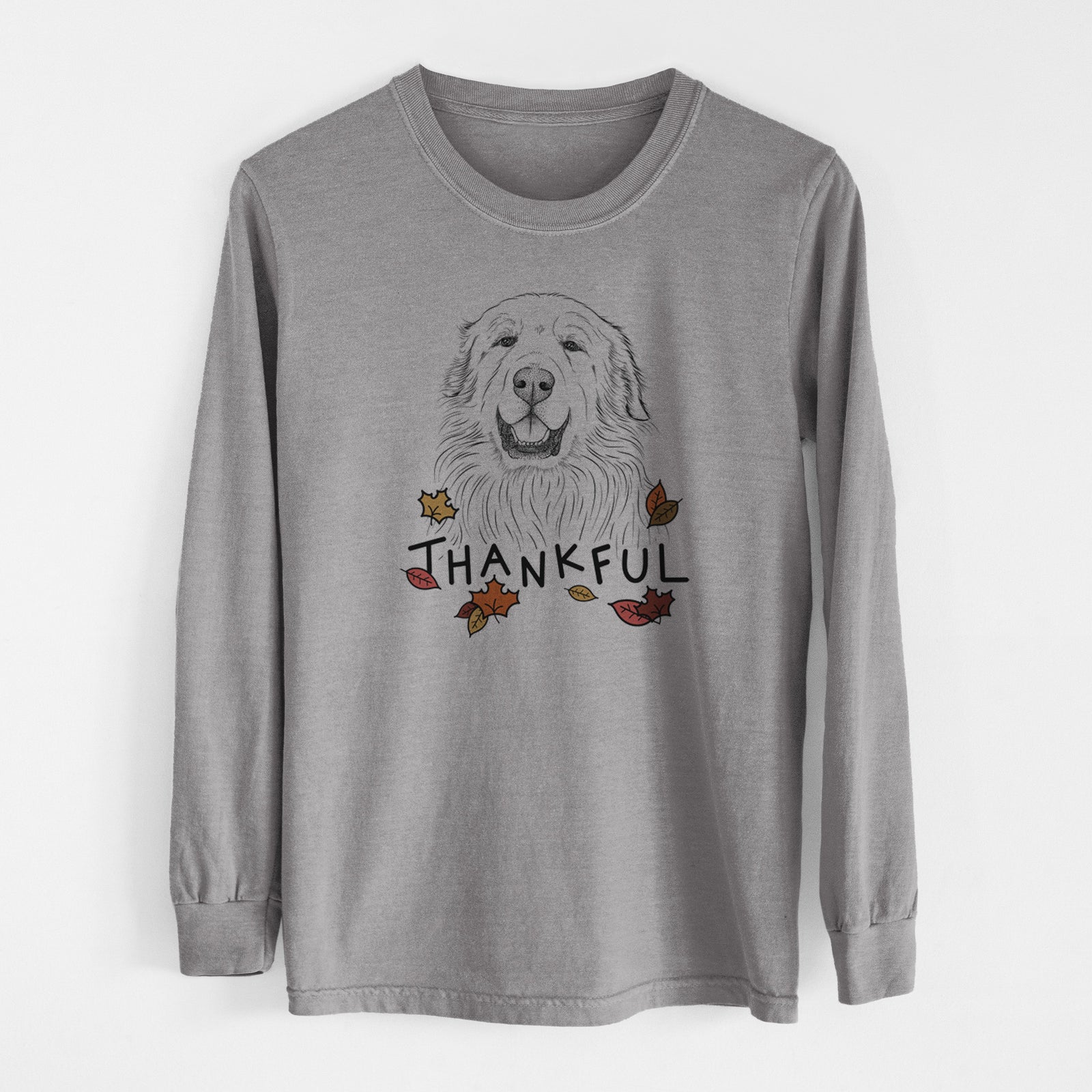 Thankful Horton the Great Pyrenees - Men's Heavyweight 100% Cotton Long Sleeve