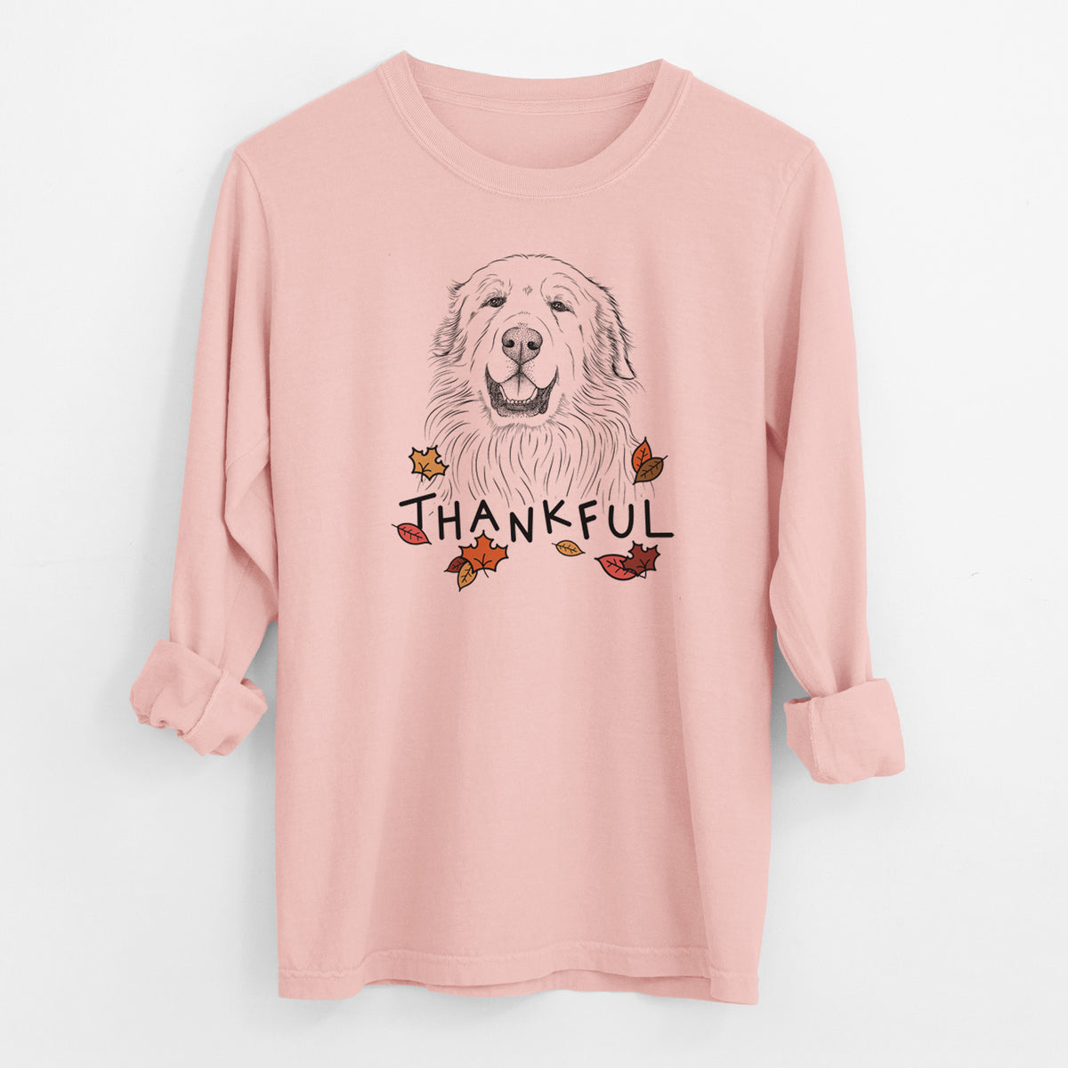Thankful Horton the Great Pyrenees - Men's Heavyweight 100% Cotton Long Sleeve