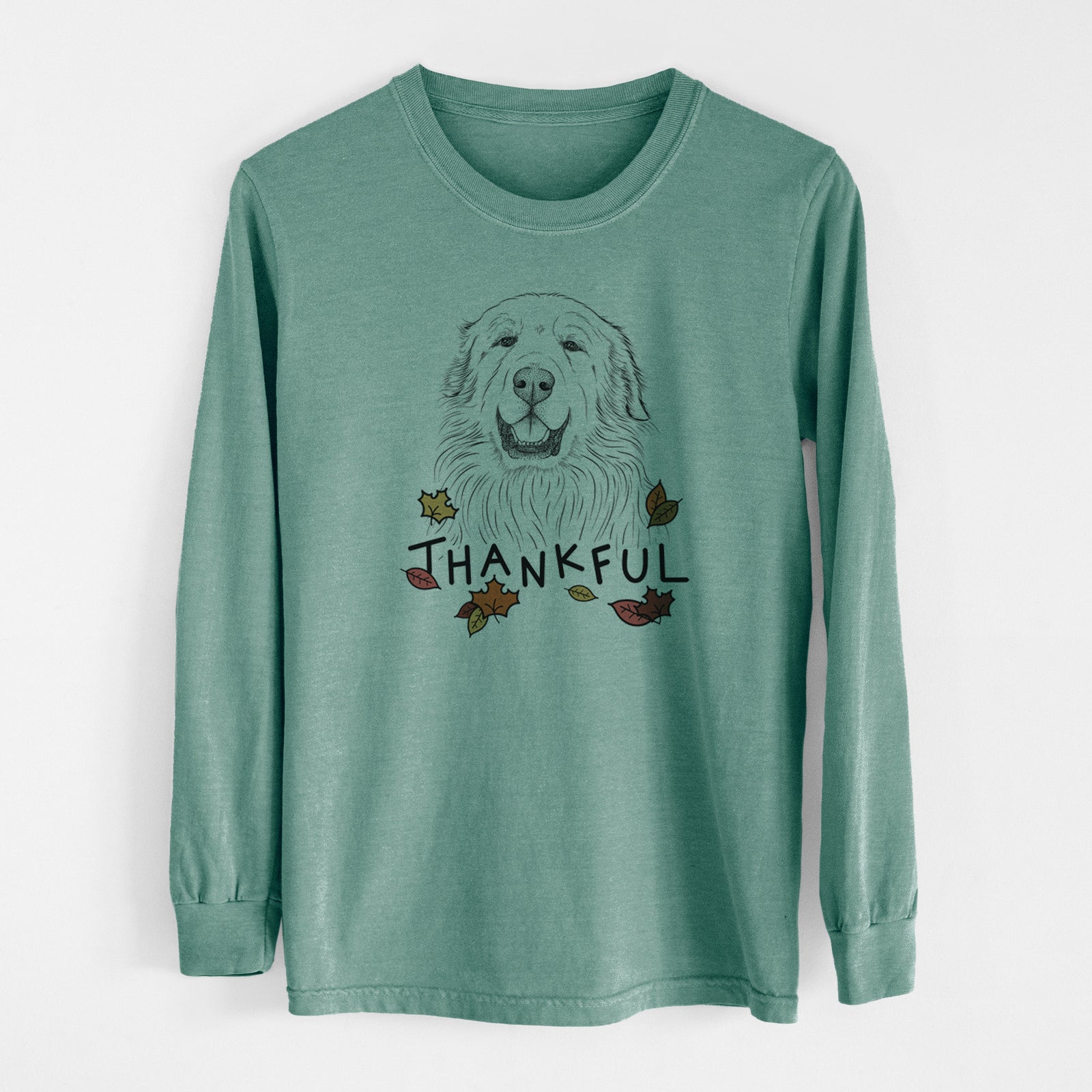 Thankful Horton the Great Pyrenees - Men's Heavyweight 100% Cotton Long Sleeve