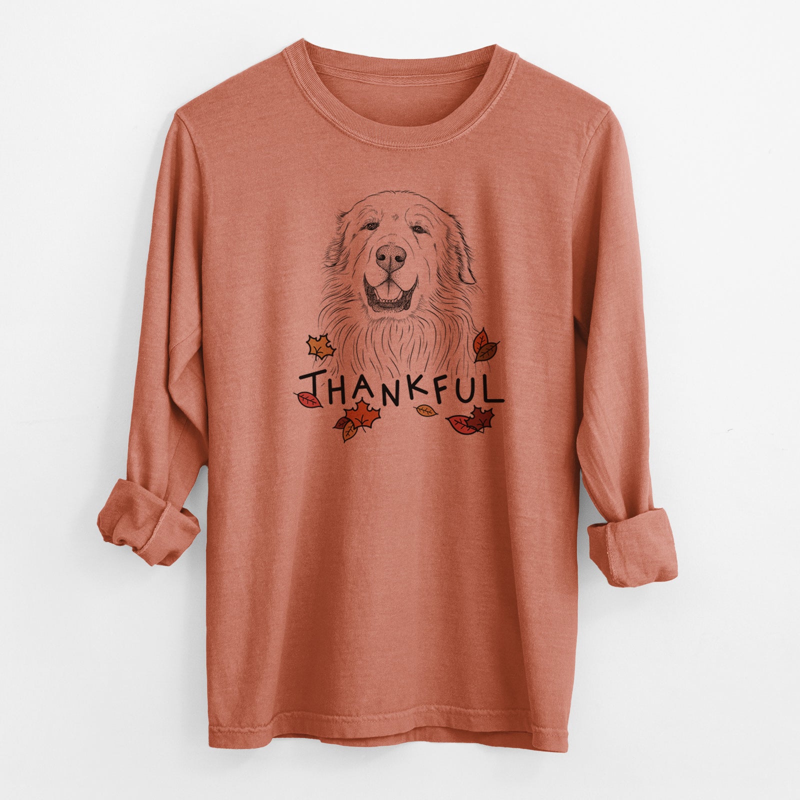 Thankful Horton the Great Pyrenees - Men's Heavyweight 100% Cotton Long Sleeve