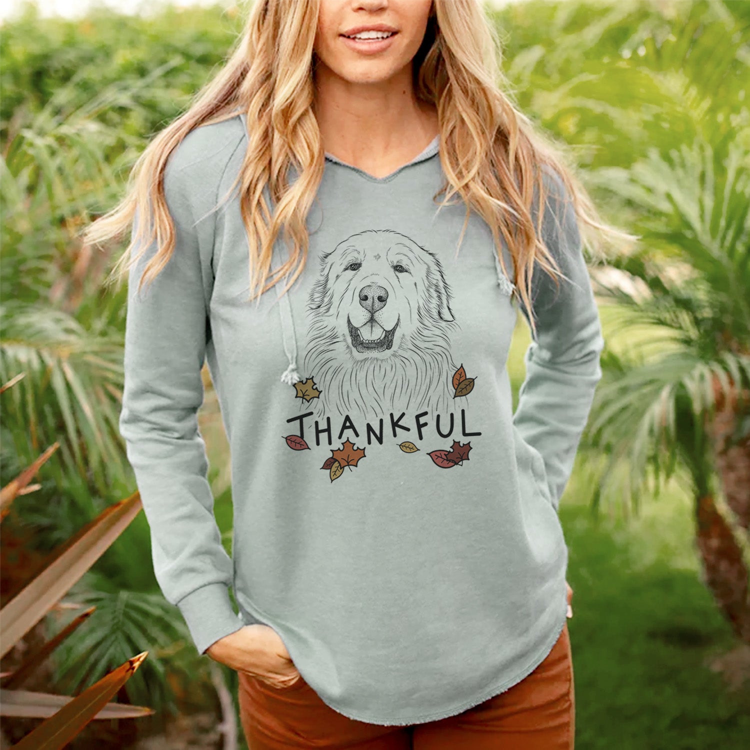 Thankful Horton the Great Pyrenees - Cali Wave Hooded Sweatshirt