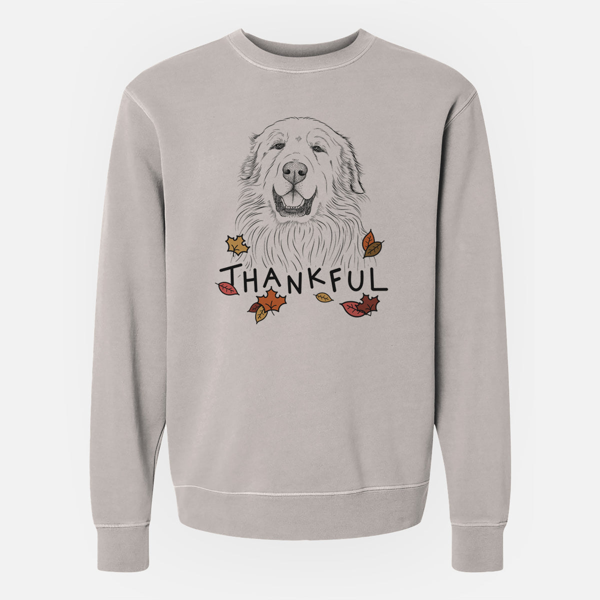 Thankful Horton the Great Pyrenees - Unisex Pigment Dyed Crew Sweatshirt