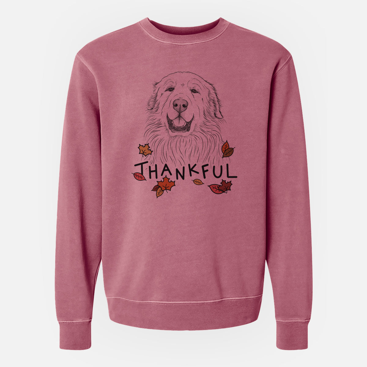 Thankful Horton the Great Pyrenees - Unisex Pigment Dyed Crew Sweatshirt