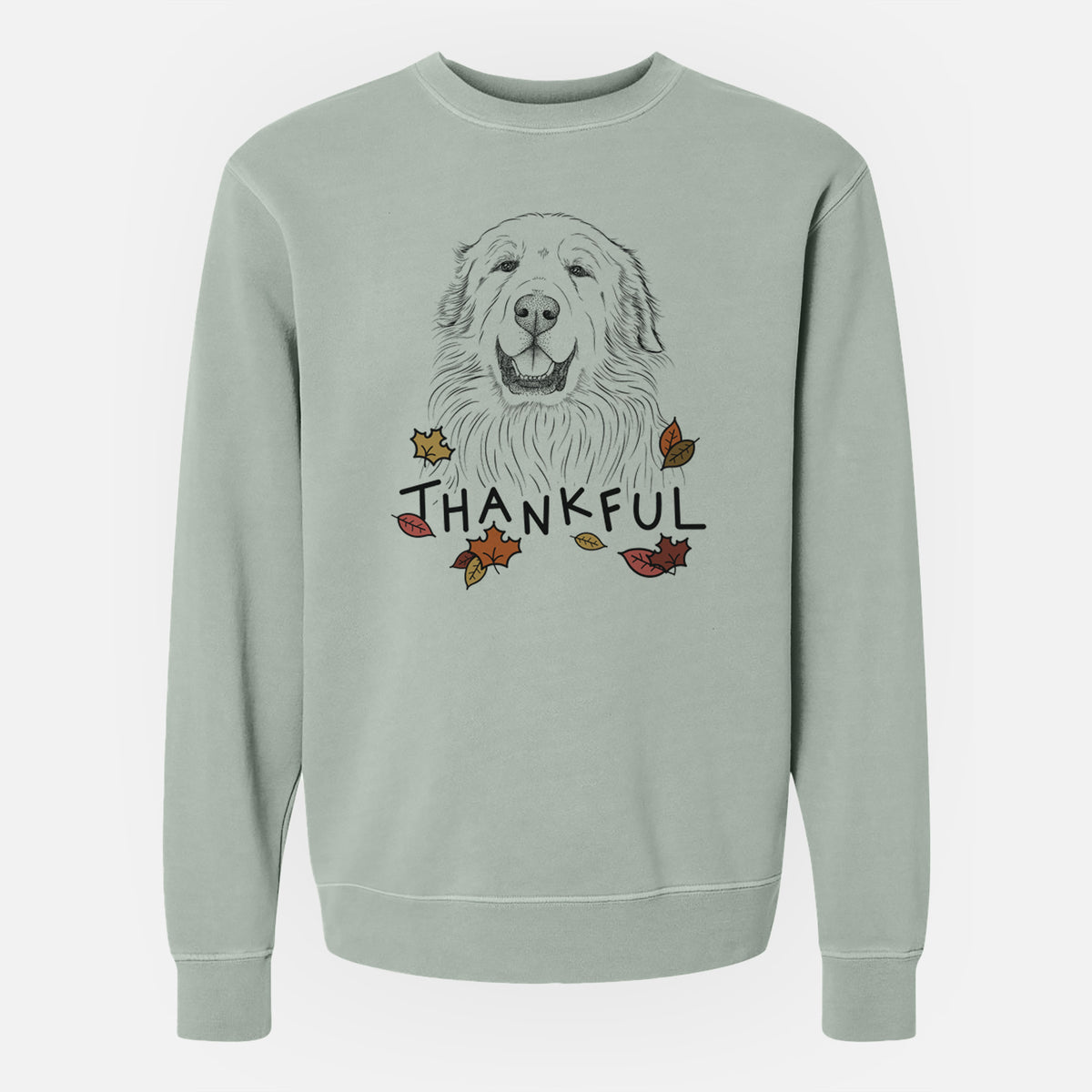 Thankful Horton the Great Pyrenees - Unisex Pigment Dyed Crew Sweatshirt