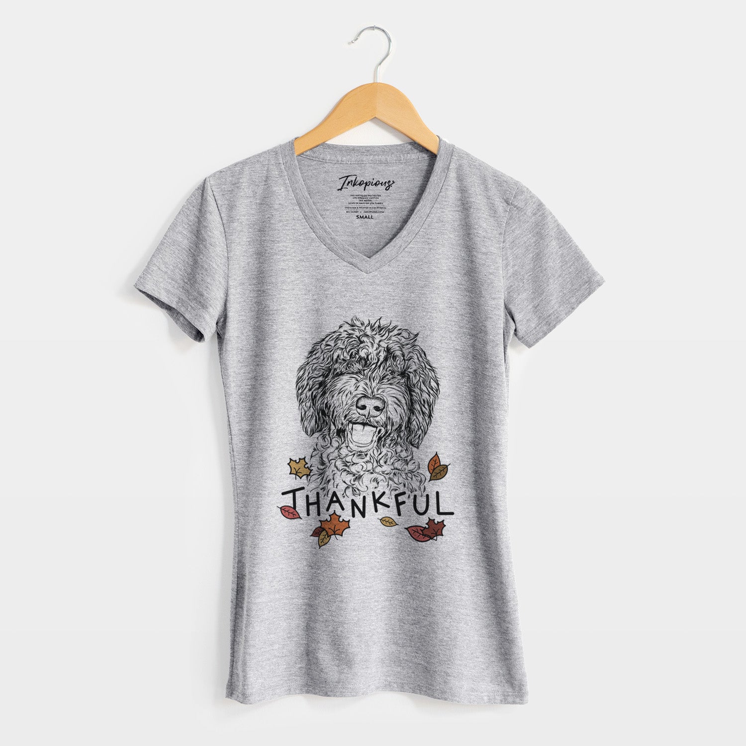 Thankful Jack the Chocolate Labradoodle - Women's V-neck Shirt