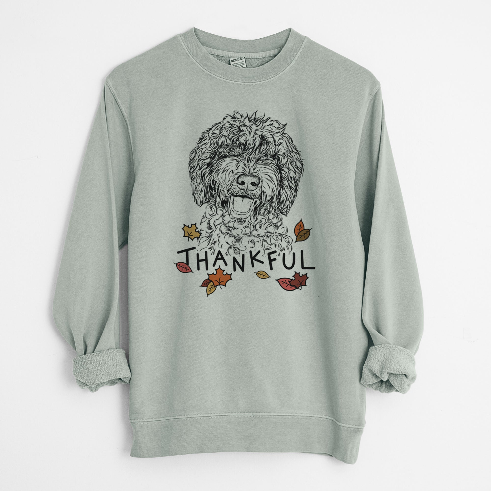 Thankful Jack the Chocolate Labradoodle - Unisex Pigment Dyed Crew Sweatshirt