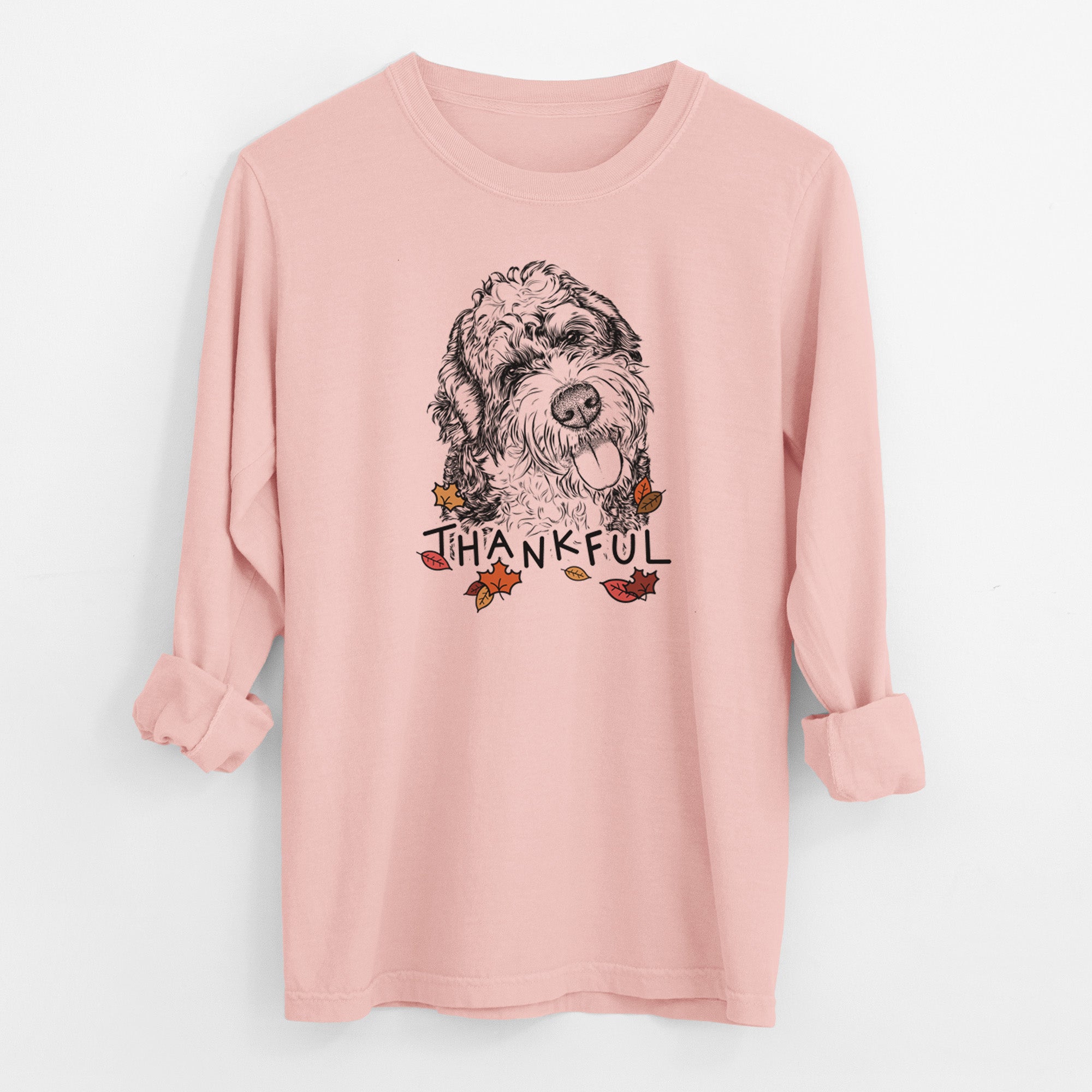 Thankful Kaci the Bernedoodle - Men's Heavyweight 100% Cotton Long Sleeve