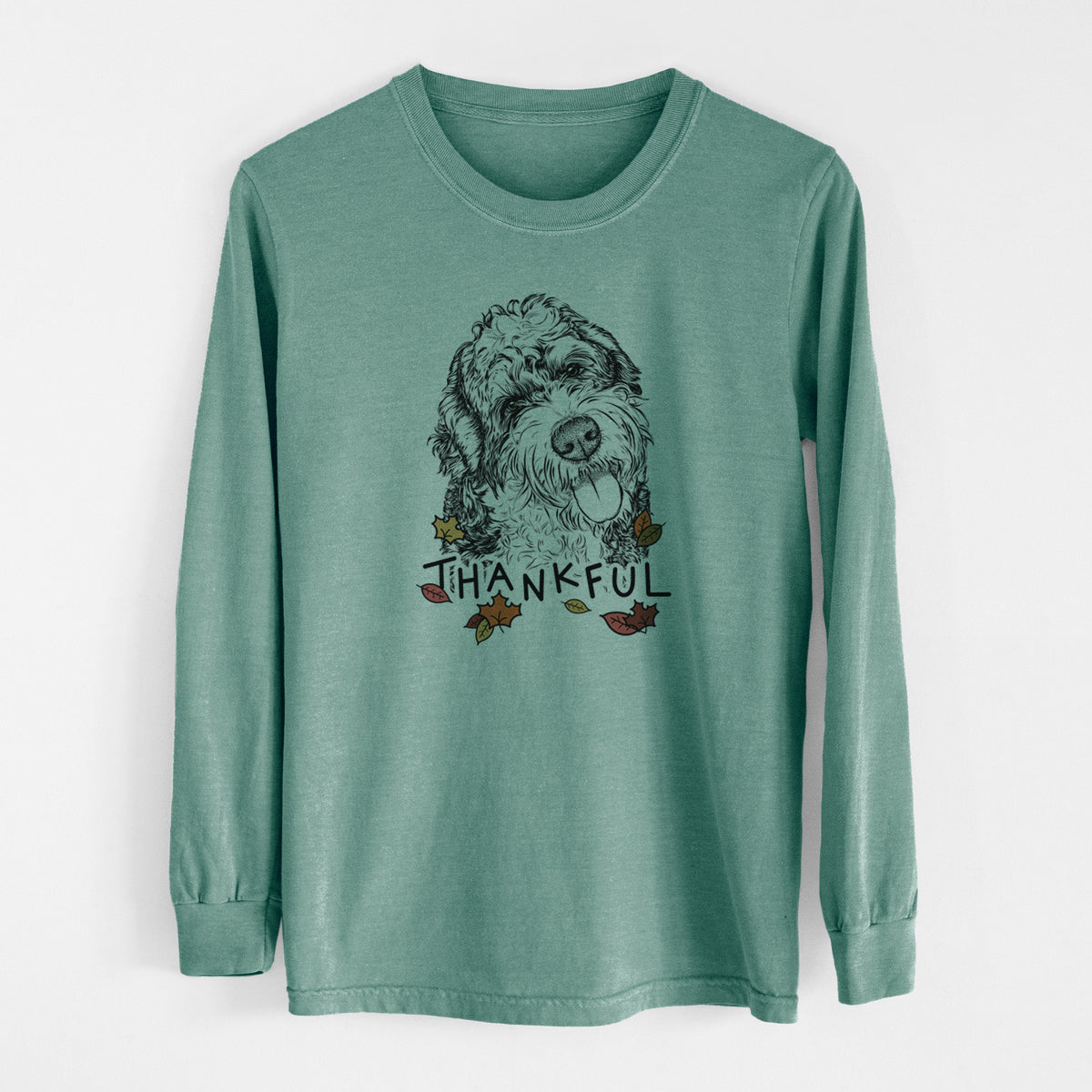 Thankful Kaci the Bernedoodle - Men's Heavyweight 100% Cotton Long Sleeve