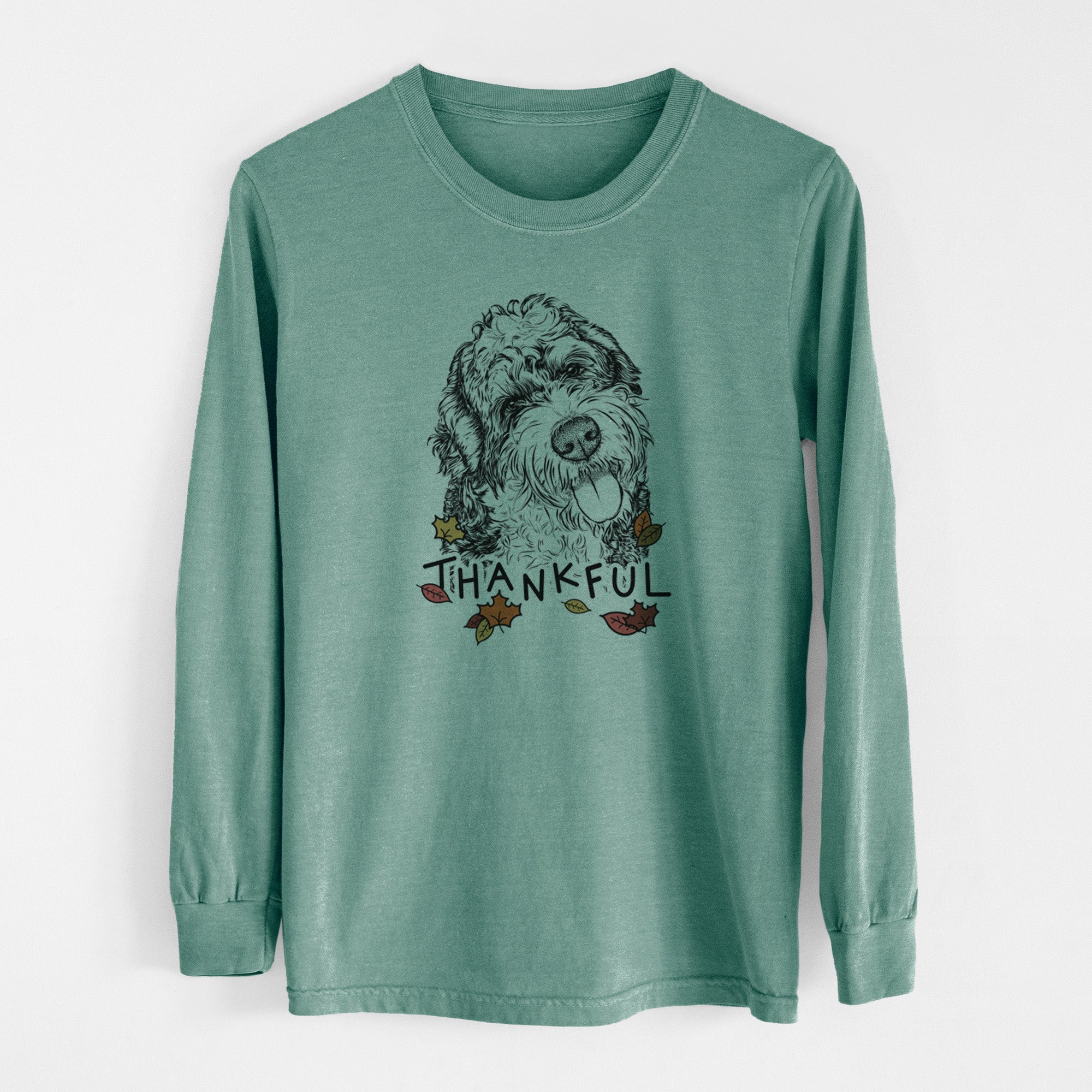 Thankful Kaci the Bernedoodle - Men's Heavyweight 100% Cotton Long Sleeve
