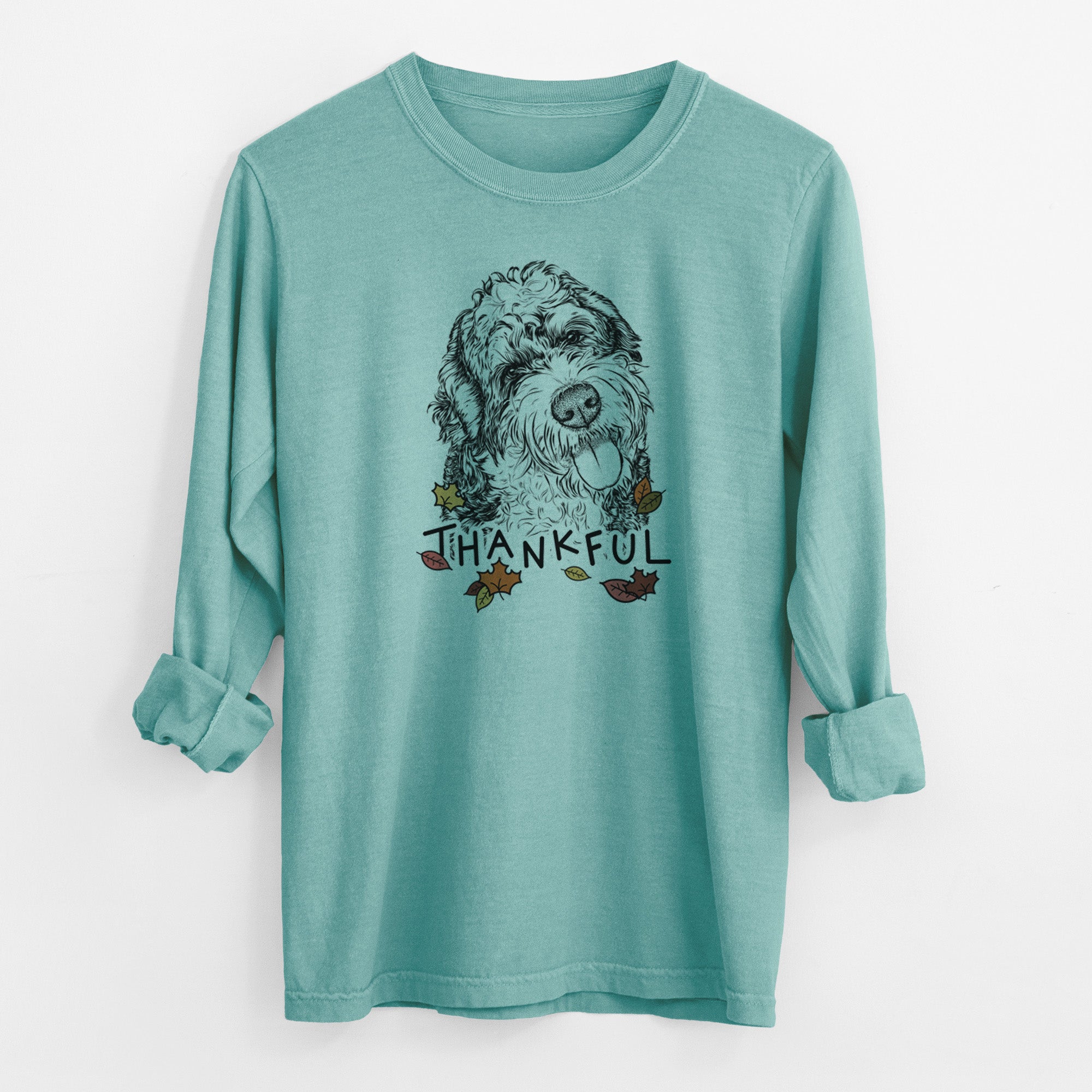 Thankful Kaci the Bernedoodle - Men's Heavyweight 100% Cotton Long Sleeve