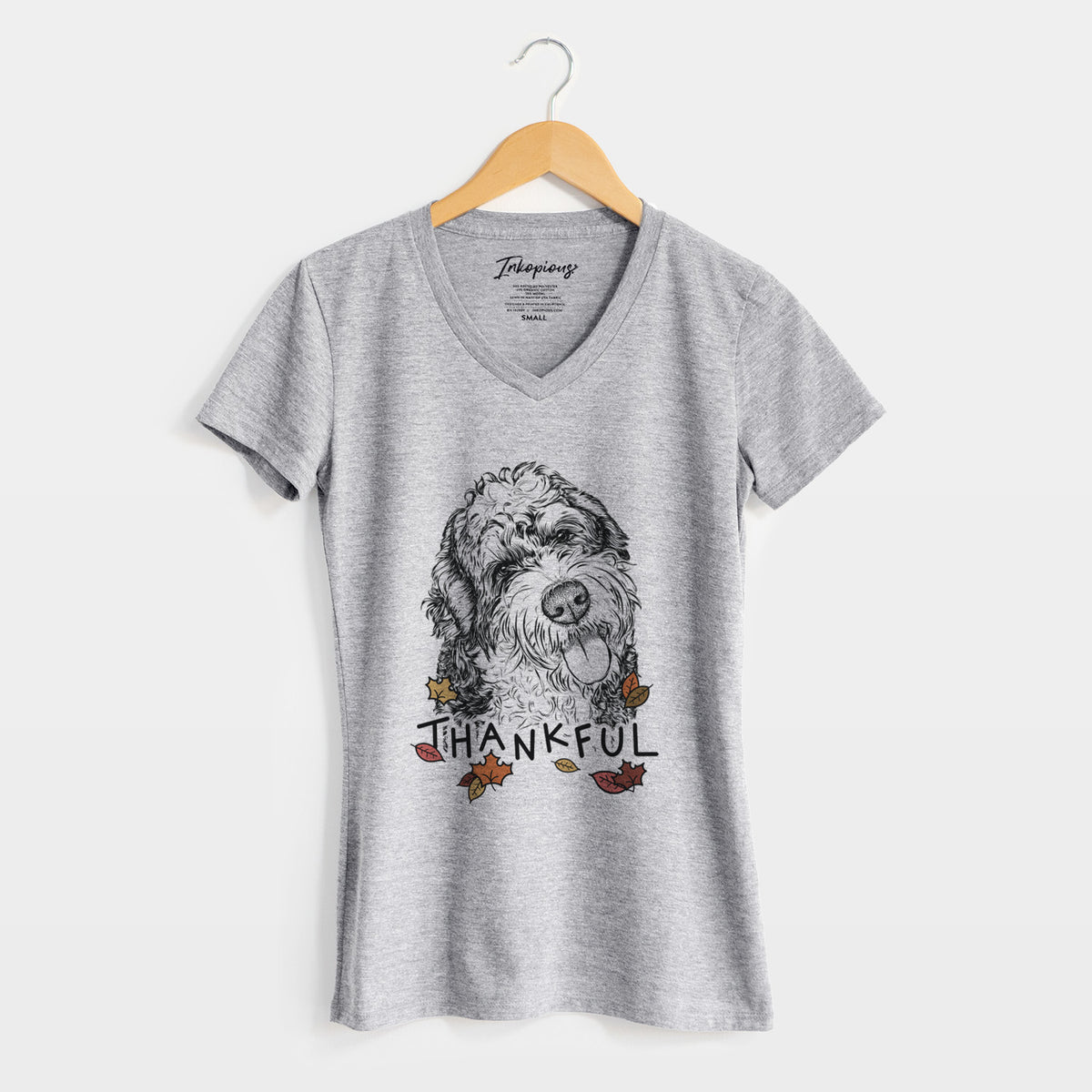 Thankful Kaci the Bernedoodle - Women's V-neck Shirt