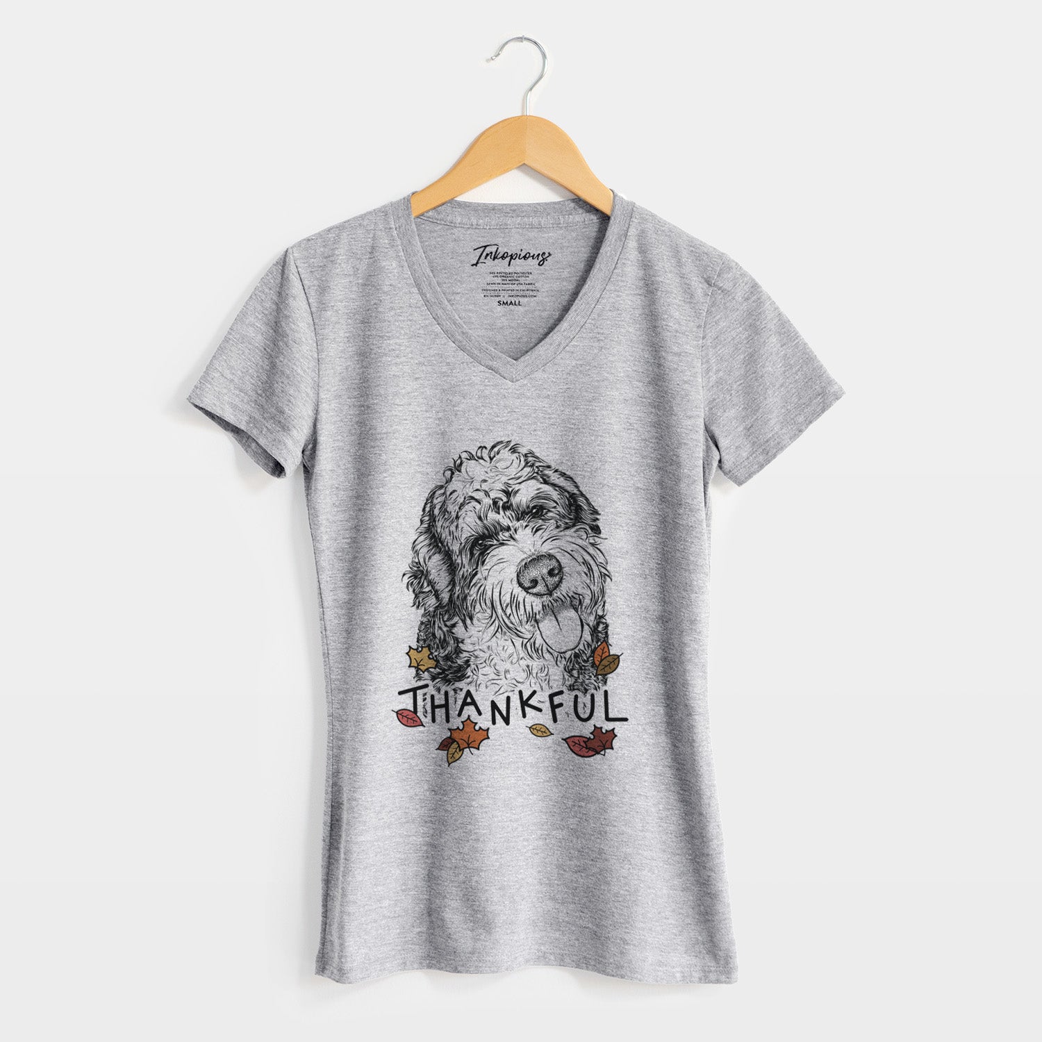Thankful Kaci the Bernedoodle - Women's V-neck Shirt