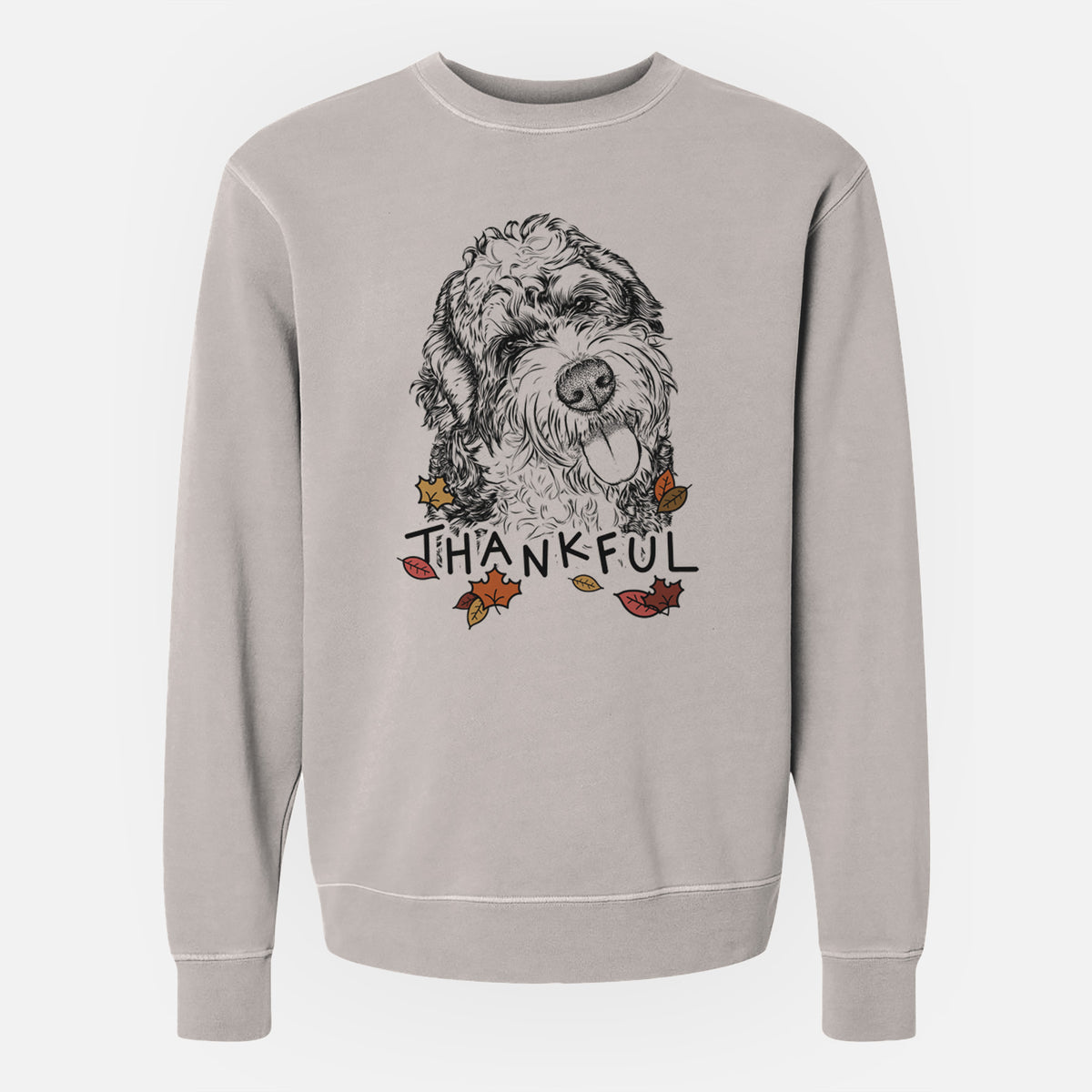 Thankful Kaci the Bernedoodle - Unisex Pigment Dyed Crew Sweatshirt