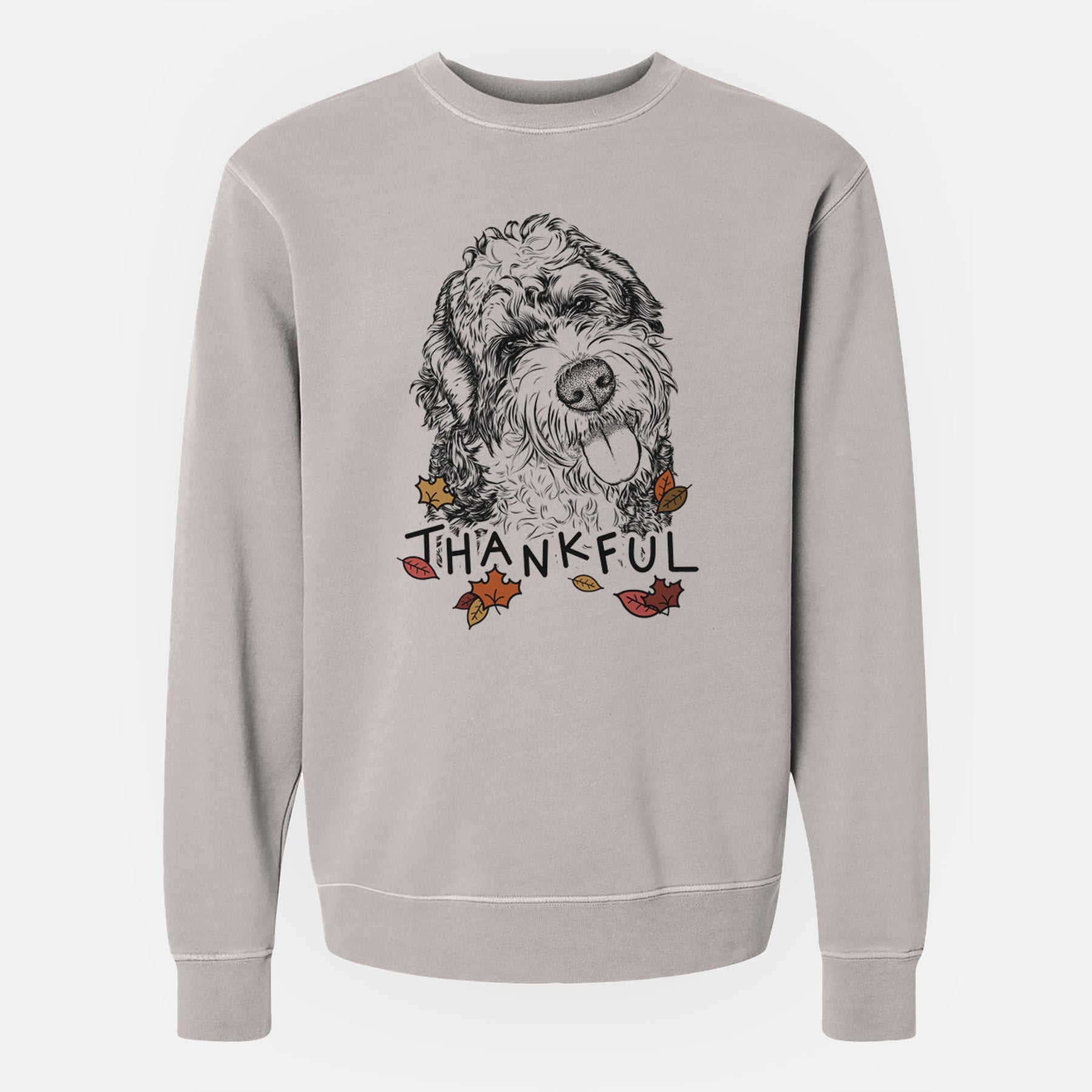 Thankful Kaci the Bernedoodle - Unisex Pigment Dyed Crew Sweatshirt