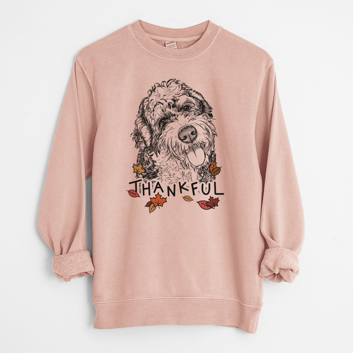 Thankful Kaci the Bernedoodle - Unisex Pigment Dyed Crew Sweatshirt