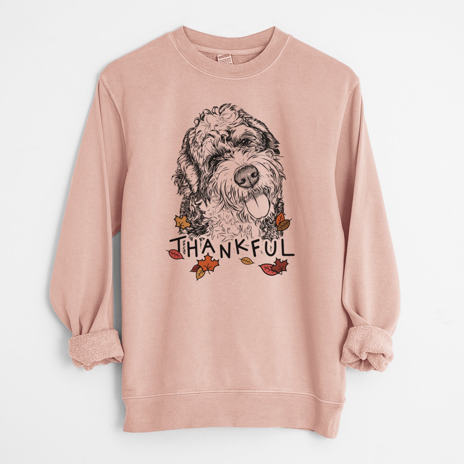 Thankful Kaci the Bernedoodle - Unisex Pigment Dyed Crew Sweatshirt