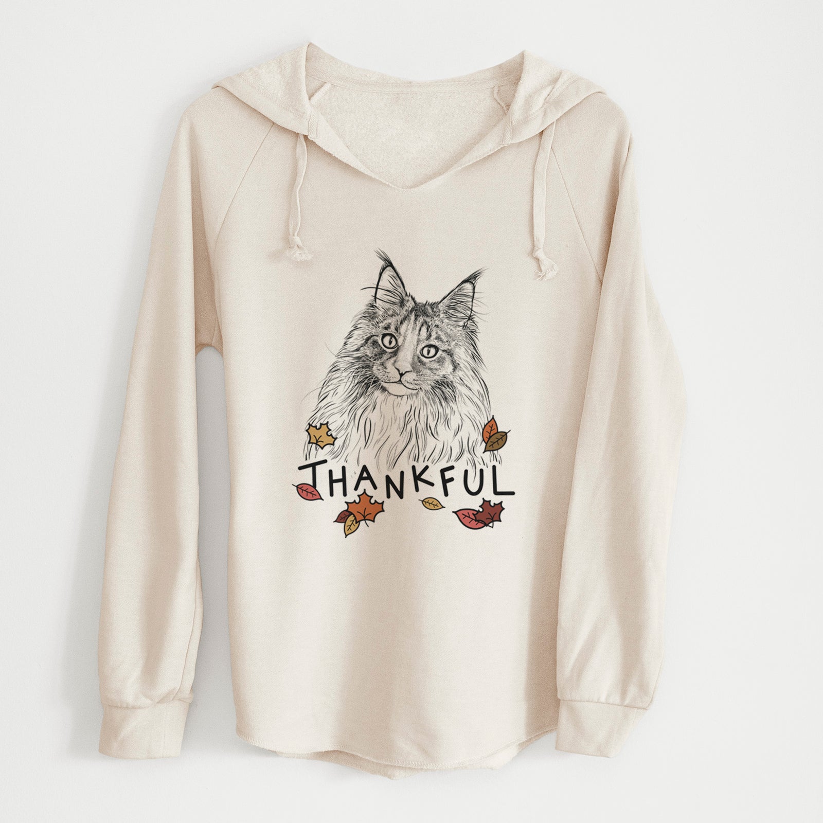 Thankful Kiki the Maine Coon Cat - Cali Wave Hooded Sweatshirt