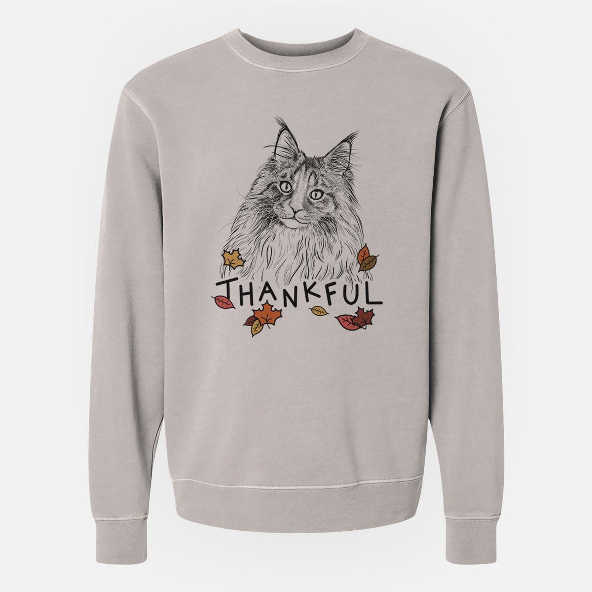 Thankful Kiki the Maine Coon Cat - Unisex Pigment Dyed Crew Sweatshirt