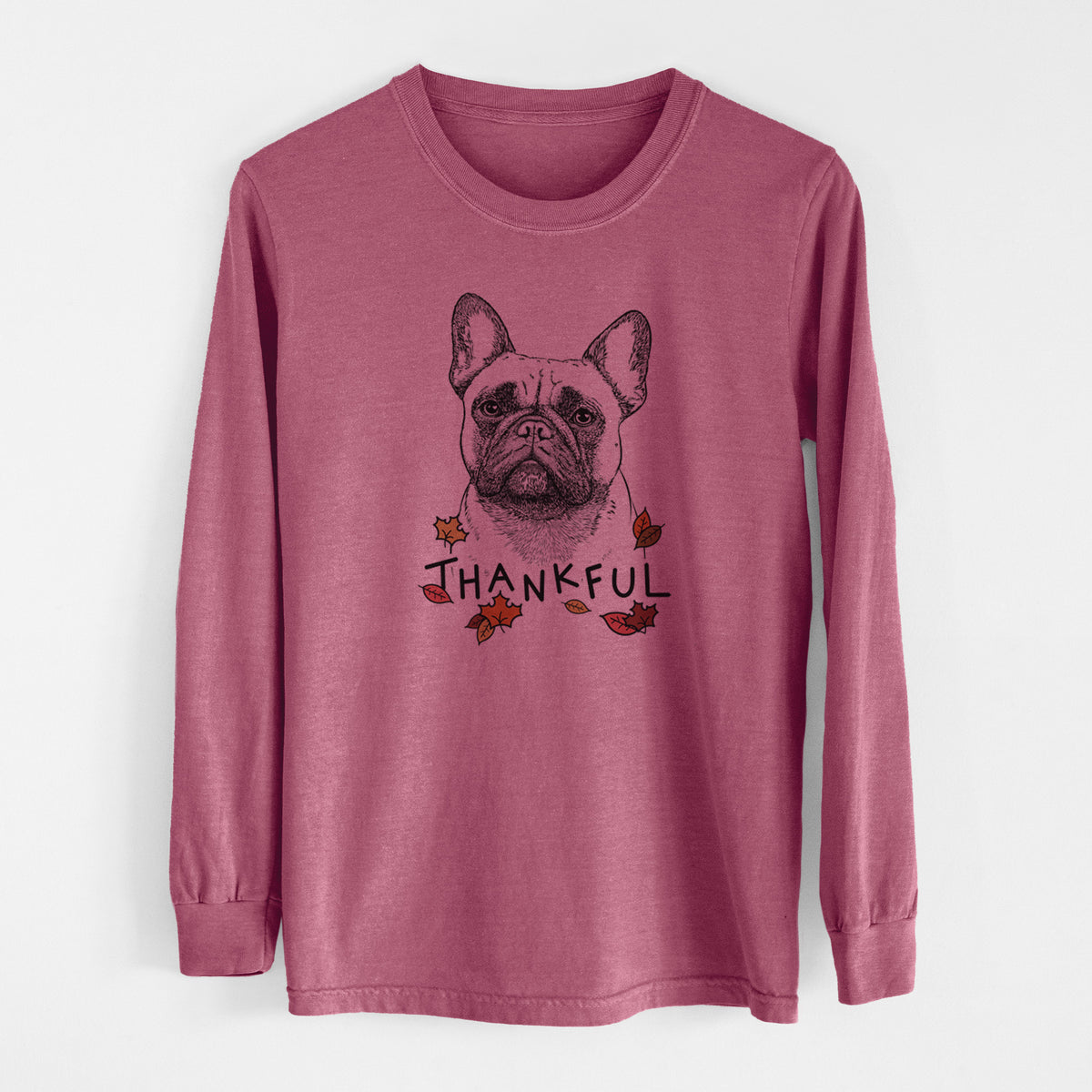 Thankful Kingsleigh the French Bulldog - Men's Heavyweight 100% Cotton Long Sleeve