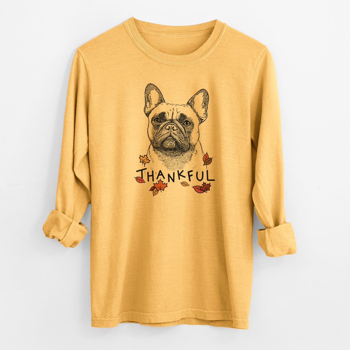 Thankful Kingsleigh the French Bulldog - Men's Heavyweight 100% Cotton Long Sleeve