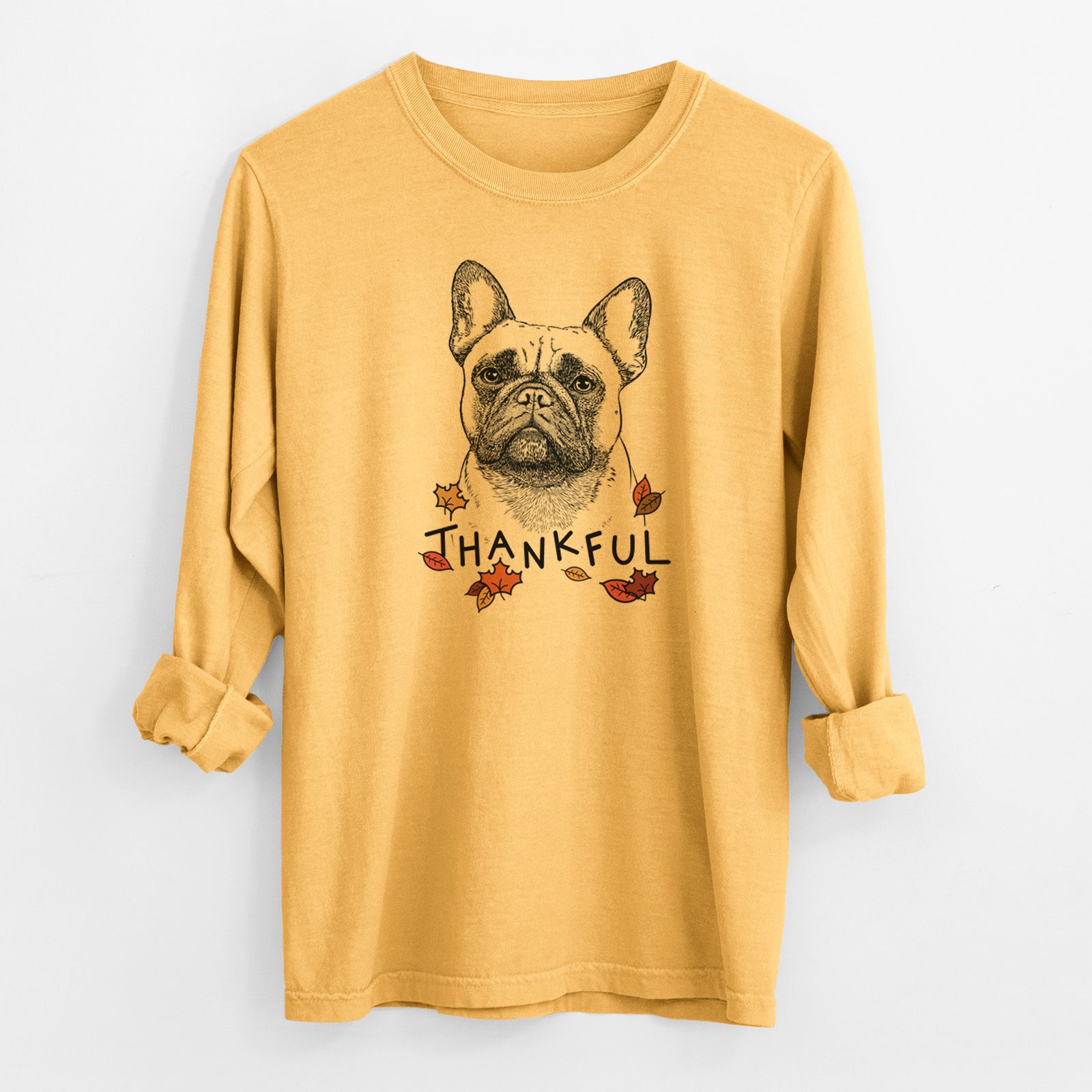 Thankful Kingsleigh the French Bulldog - Men's Heavyweight 100% Cotton Long Sleeve