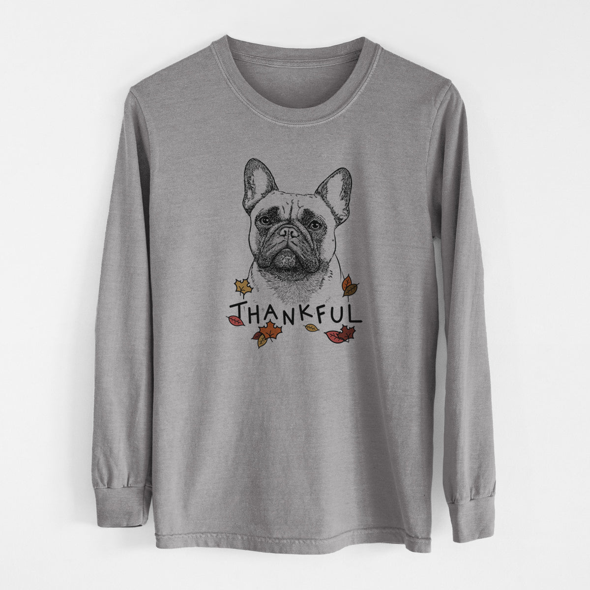 Thankful Kingsleigh the French Bulldog - Men's Heavyweight 100% Cotton Long Sleeve