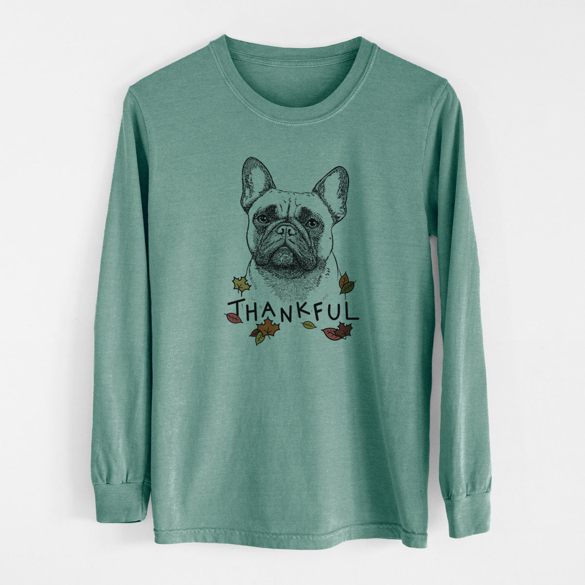 Thankful Kingsleigh the French Bulldog - Men's Heavyweight 100% Cotton Long Sleeve
