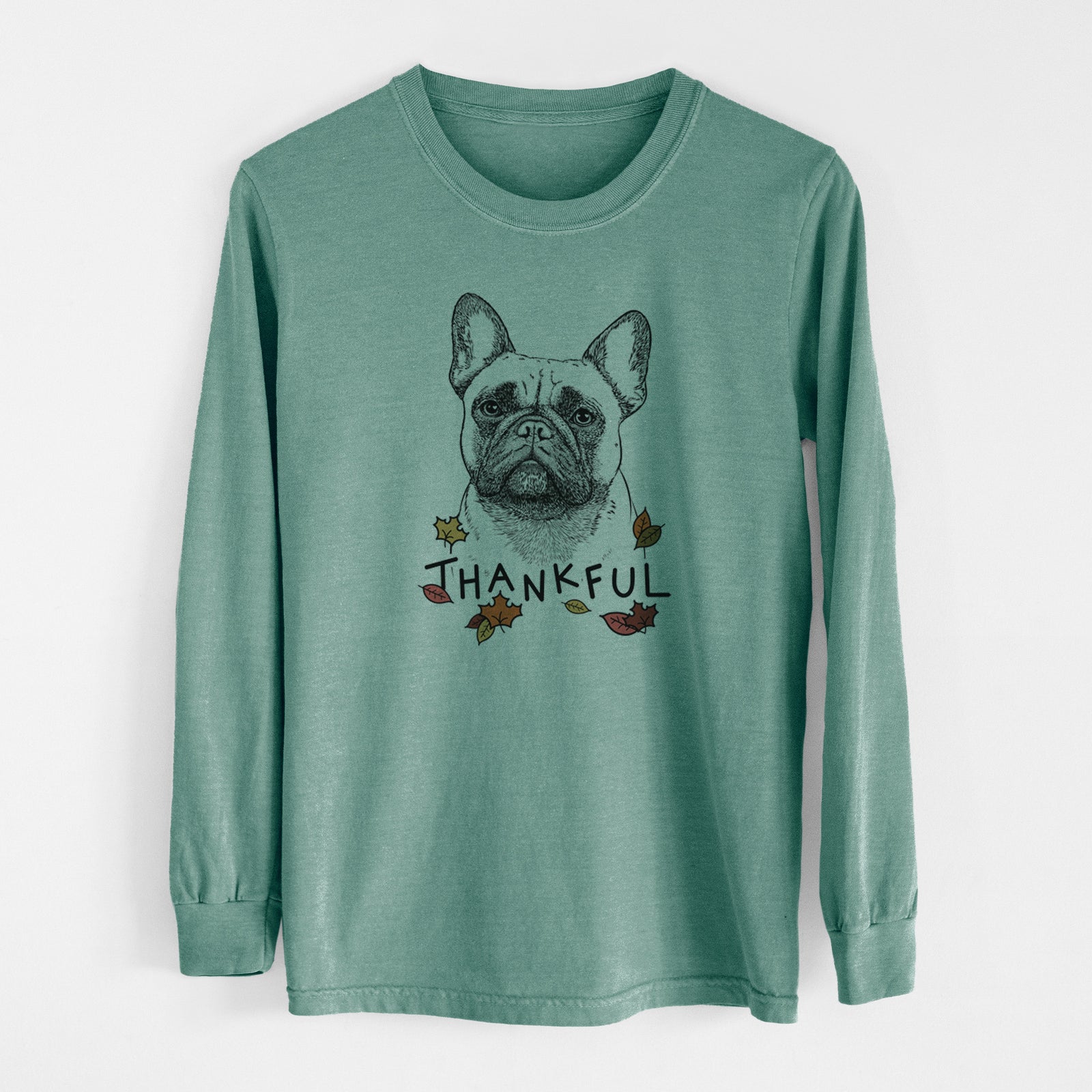 Thankful Kingsleigh the French Bulldog - Men's Heavyweight 100% Cotton Long Sleeve