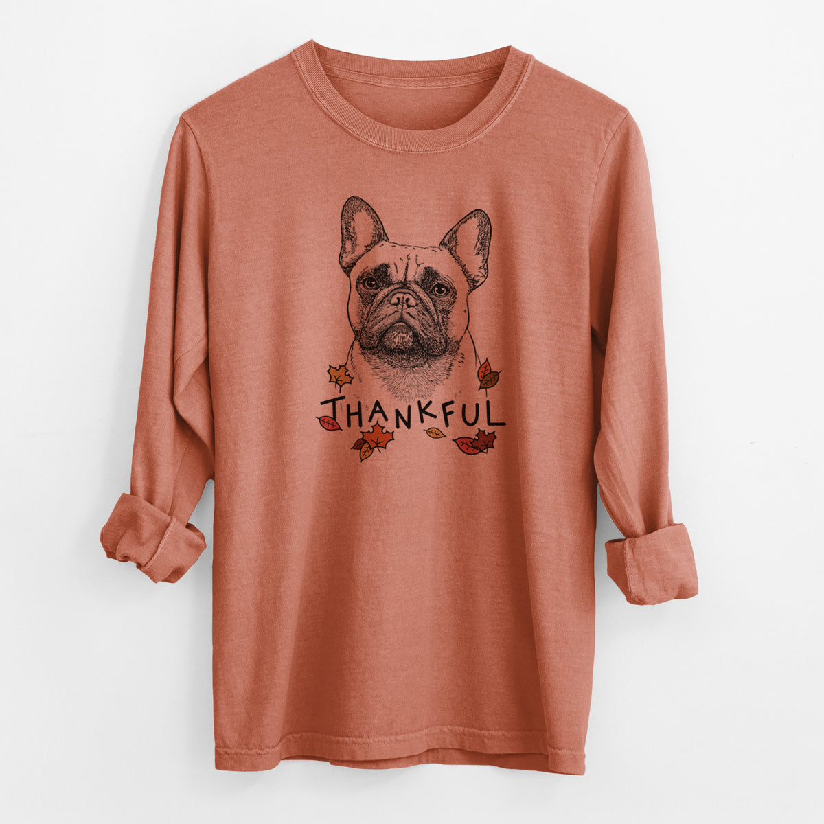 Thankful Kingsleigh the French Bulldog - Men's Heavyweight 100% Cotton Long Sleeve