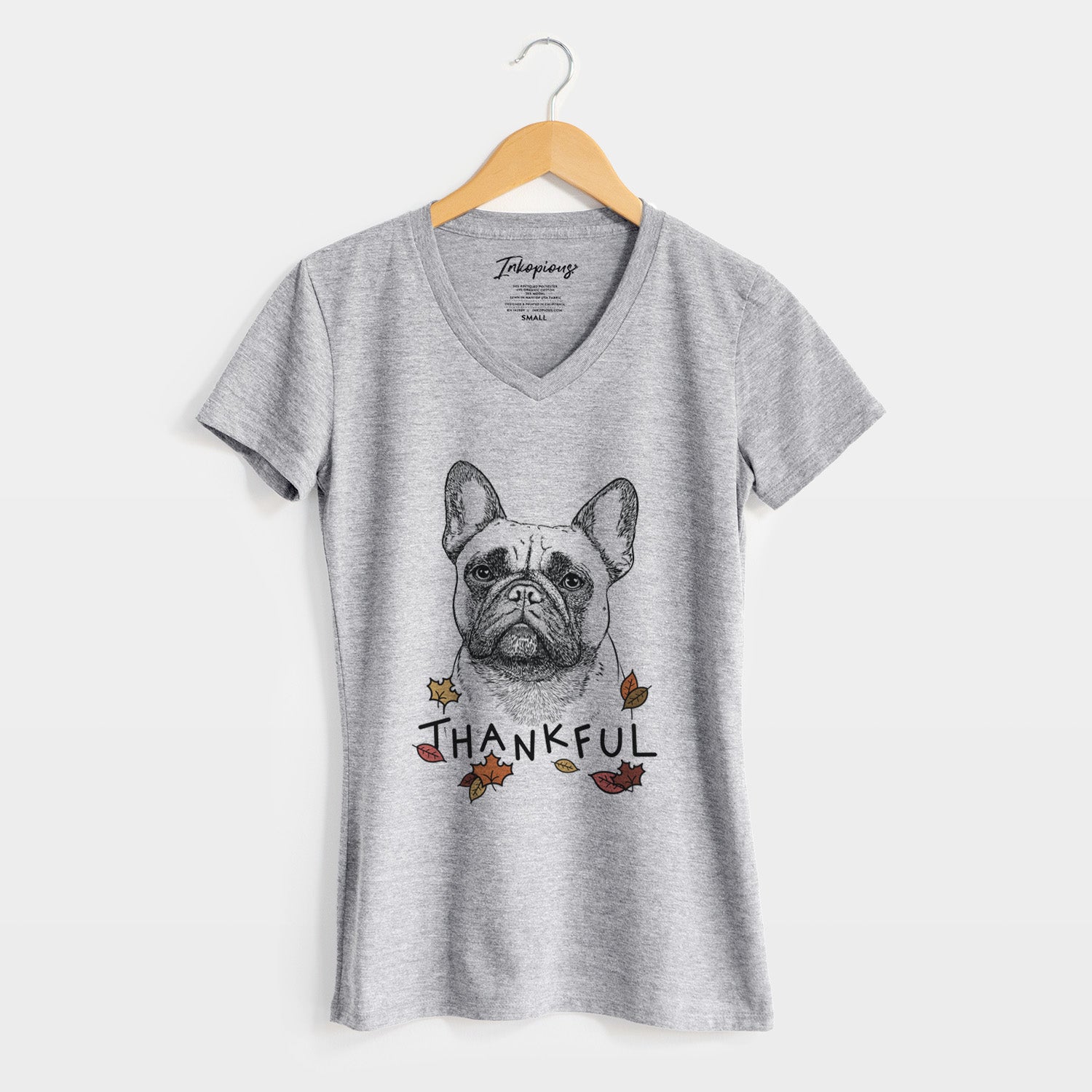 Thankful Kingsleigh the French Bulldog - Women's V-neck Shirt