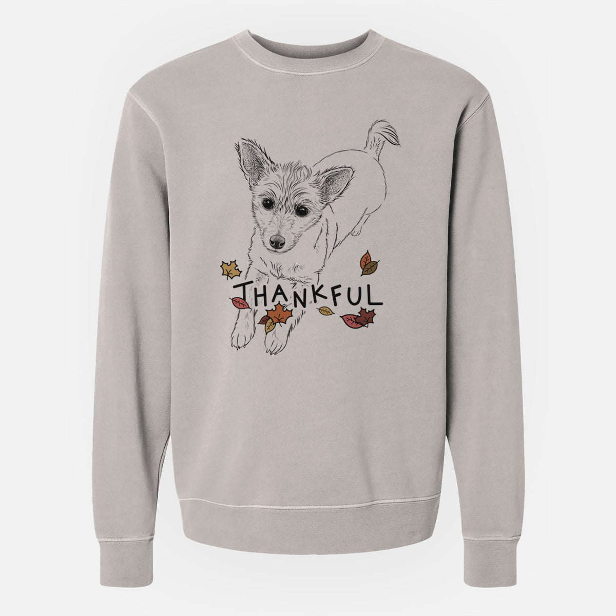 Thankful Maisie the Terrier Mix - Unisex Pigment Dyed Crew Sweatshirt