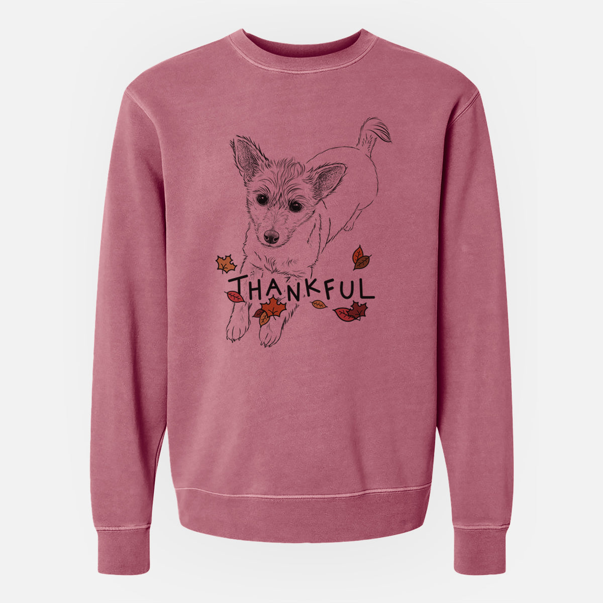 Thankful Maisie the Terrier Mix - Unisex Pigment Dyed Crew Sweatshirt